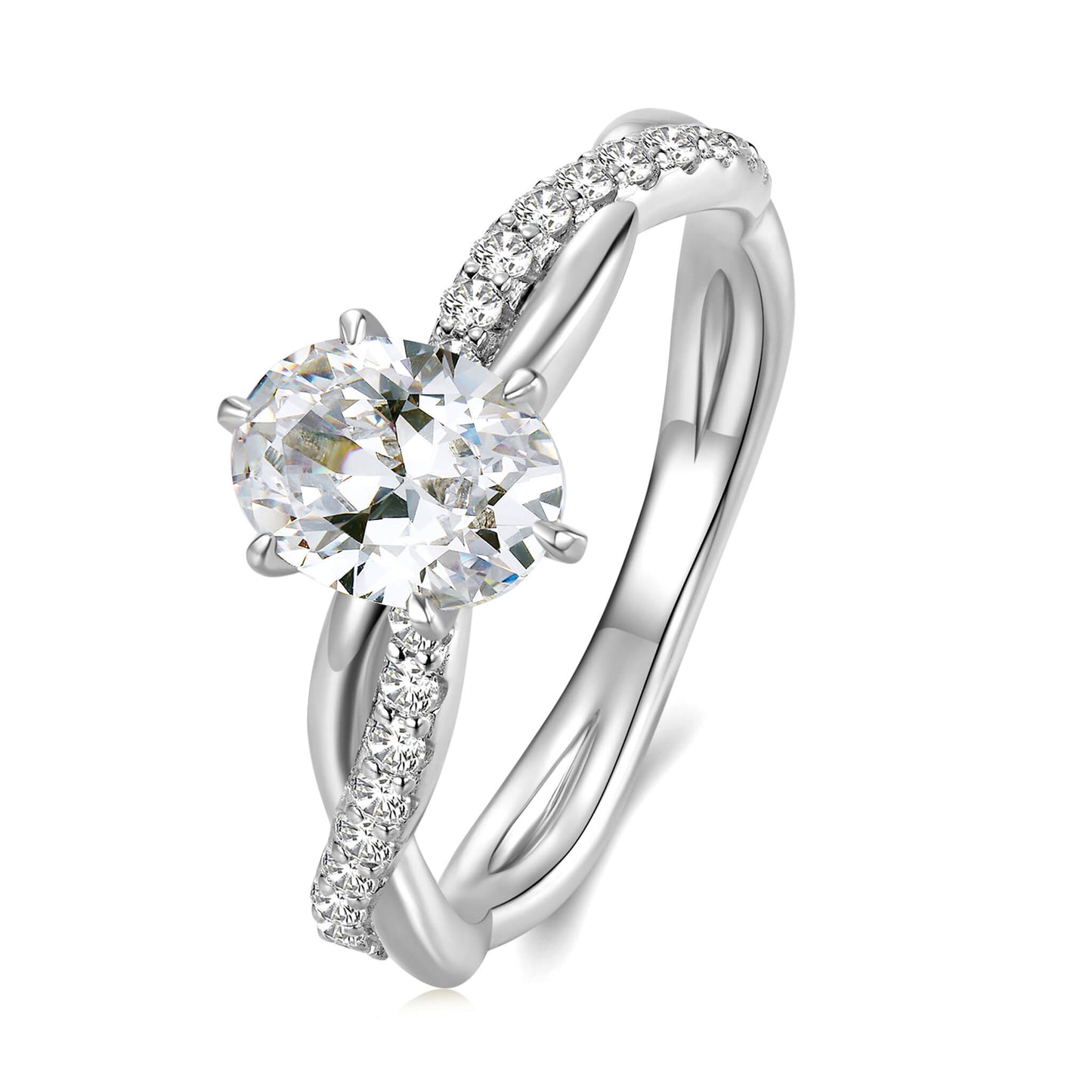 Hidden Halo Oval Lab Diamond Ring with Pave Platinum - Neoshine