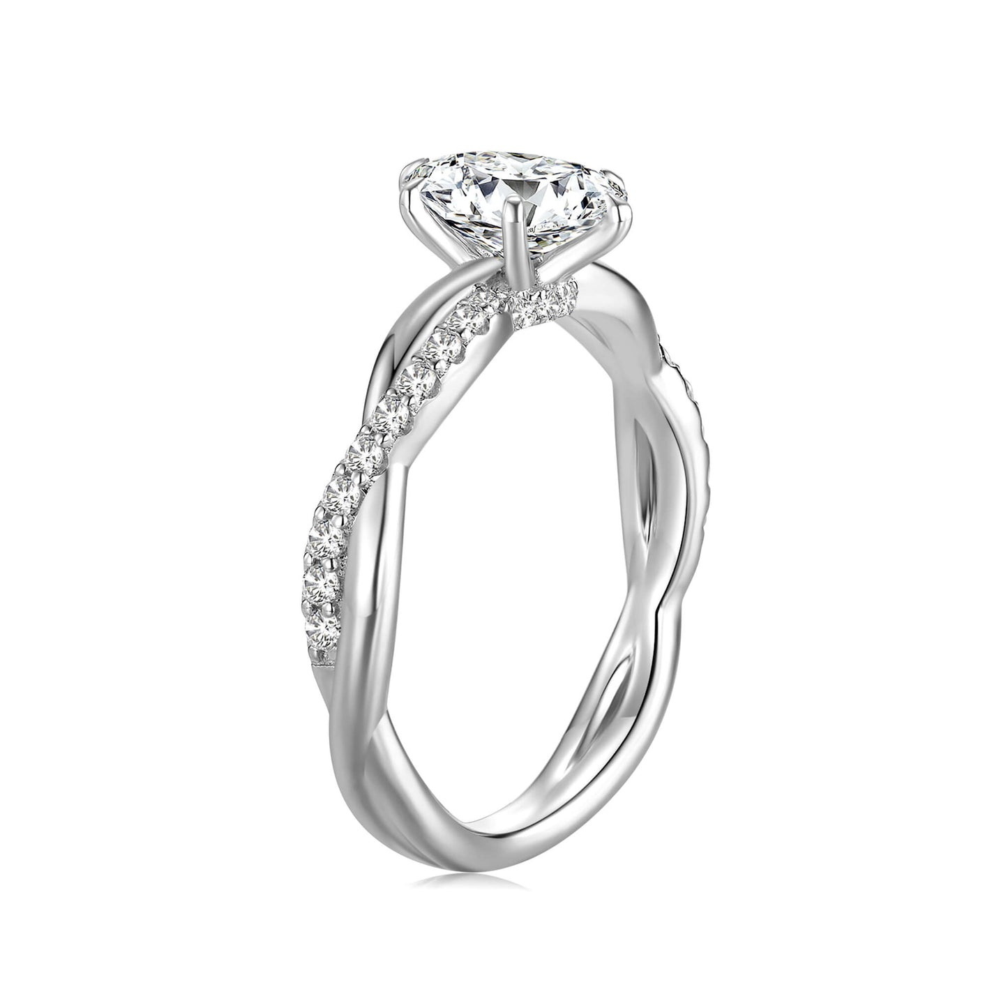 Hidden Halo Oval Lab Diamond Ring with Pave Platinum - Neoshine