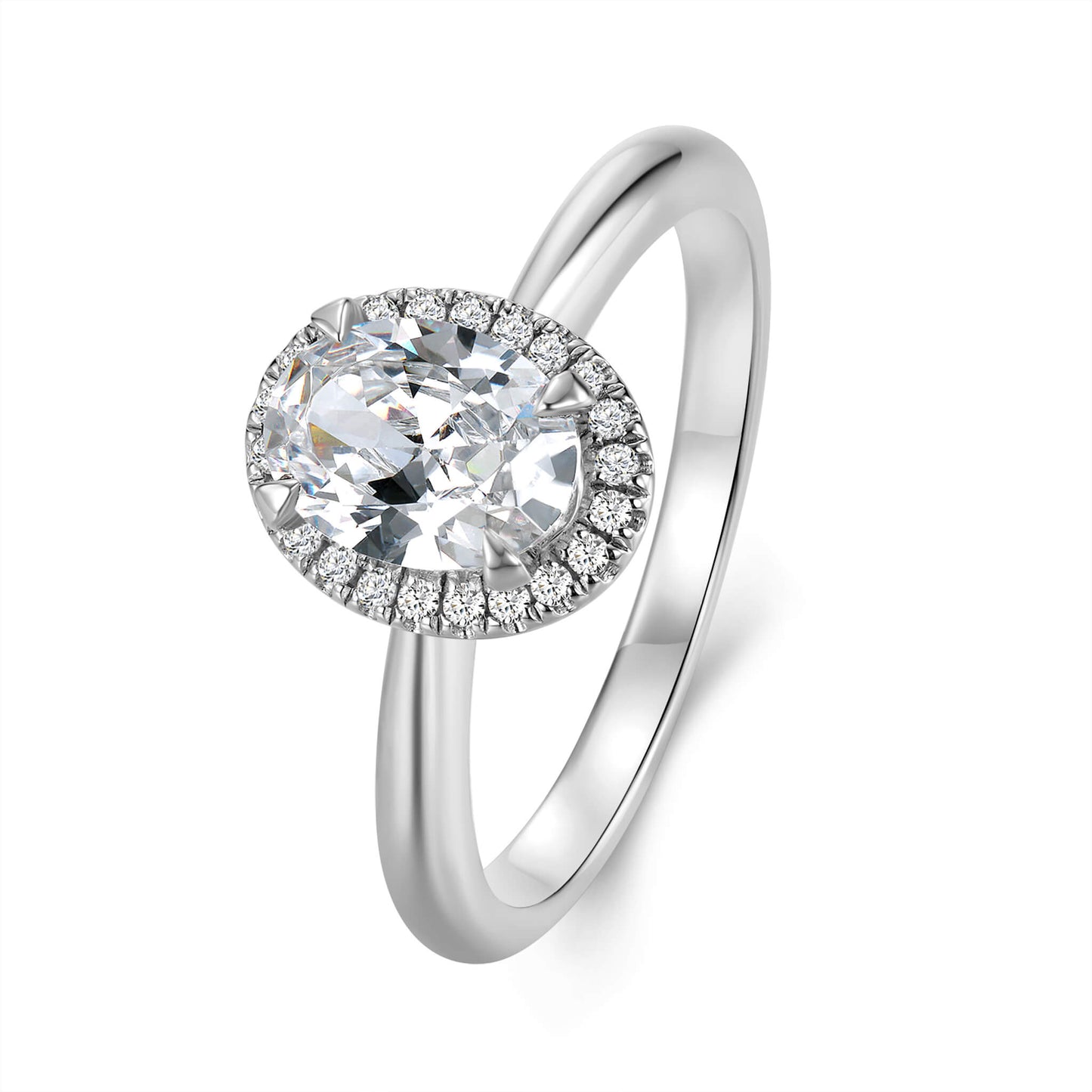 Halo Oval Lab Diamond Ring Platinum - Neoshine