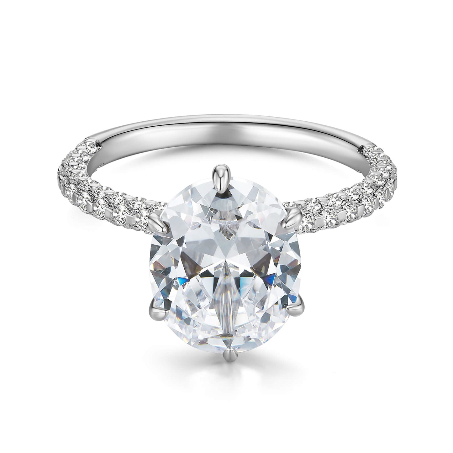 Hidden Halo Oval Lab Diamond Ring with Pave Platinum - Neoshine