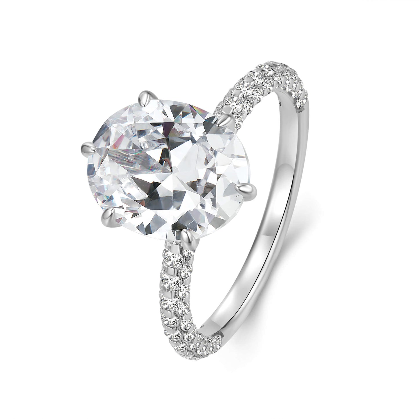 Hidden Halo Oval Lab Diamond Ring with Pave Platinum - Neoshine