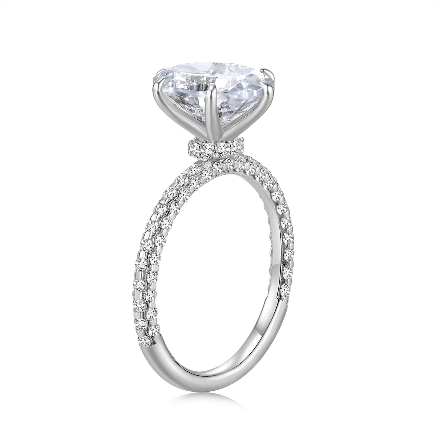 Hidden Halo Oval Lab Diamond Ring with Pave Platinum - Neoshine