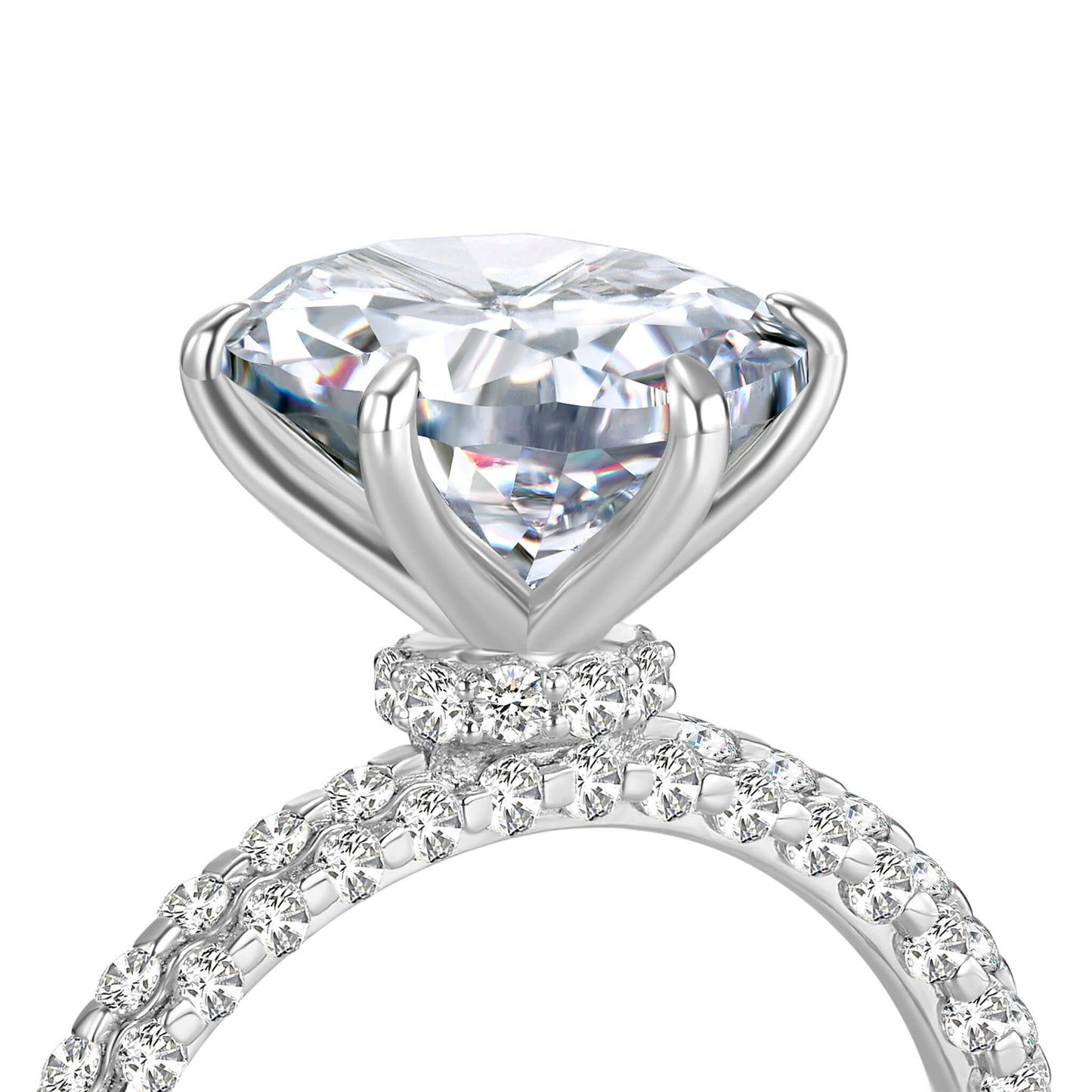 Hidden Halo Oval Lab Diamond Ring with Pave Platinum - Neoshine