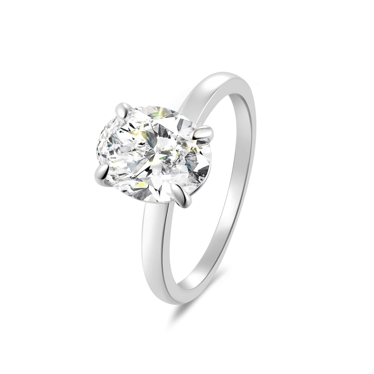 Solitaire Oval Lab Diamond Ring in Platinum - Neoshine