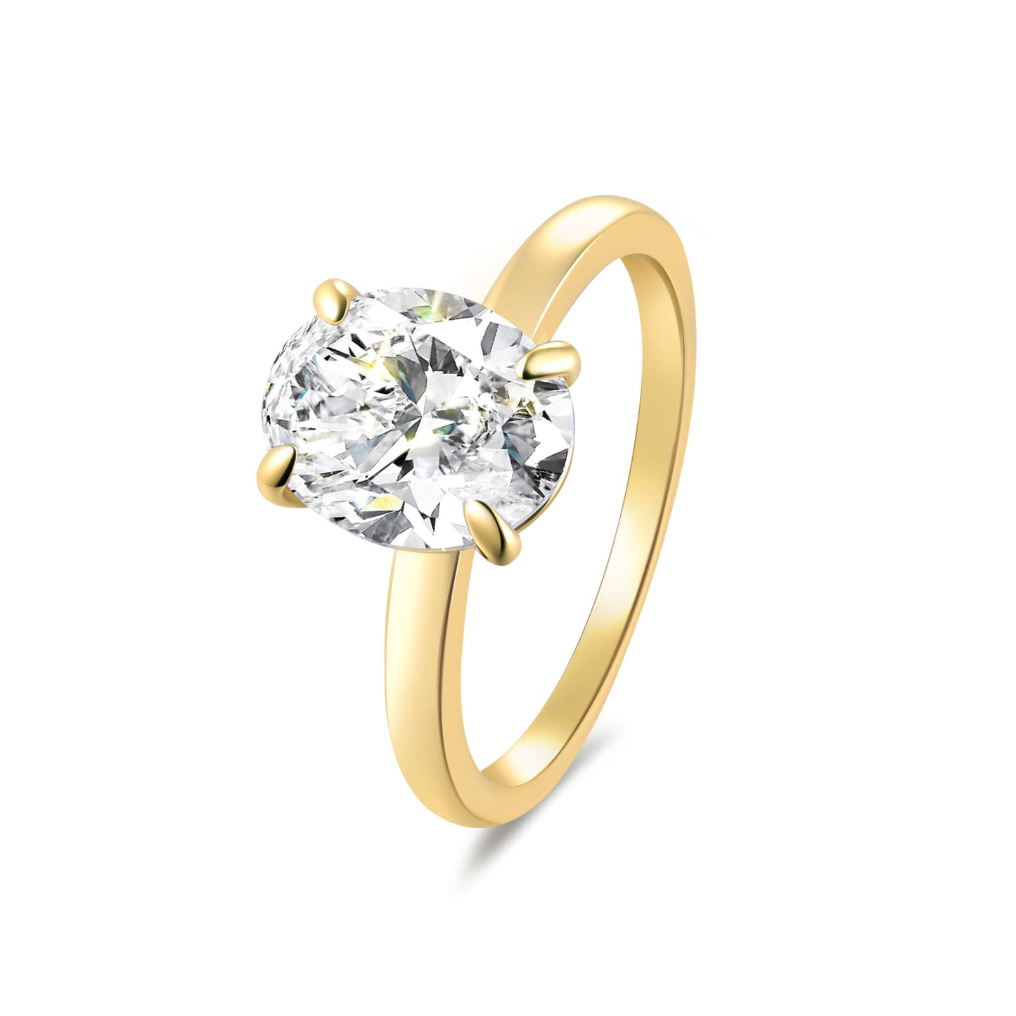 Solitaire Oval Lab Diamond Ring in 18K Yellow Gold - Neoshine