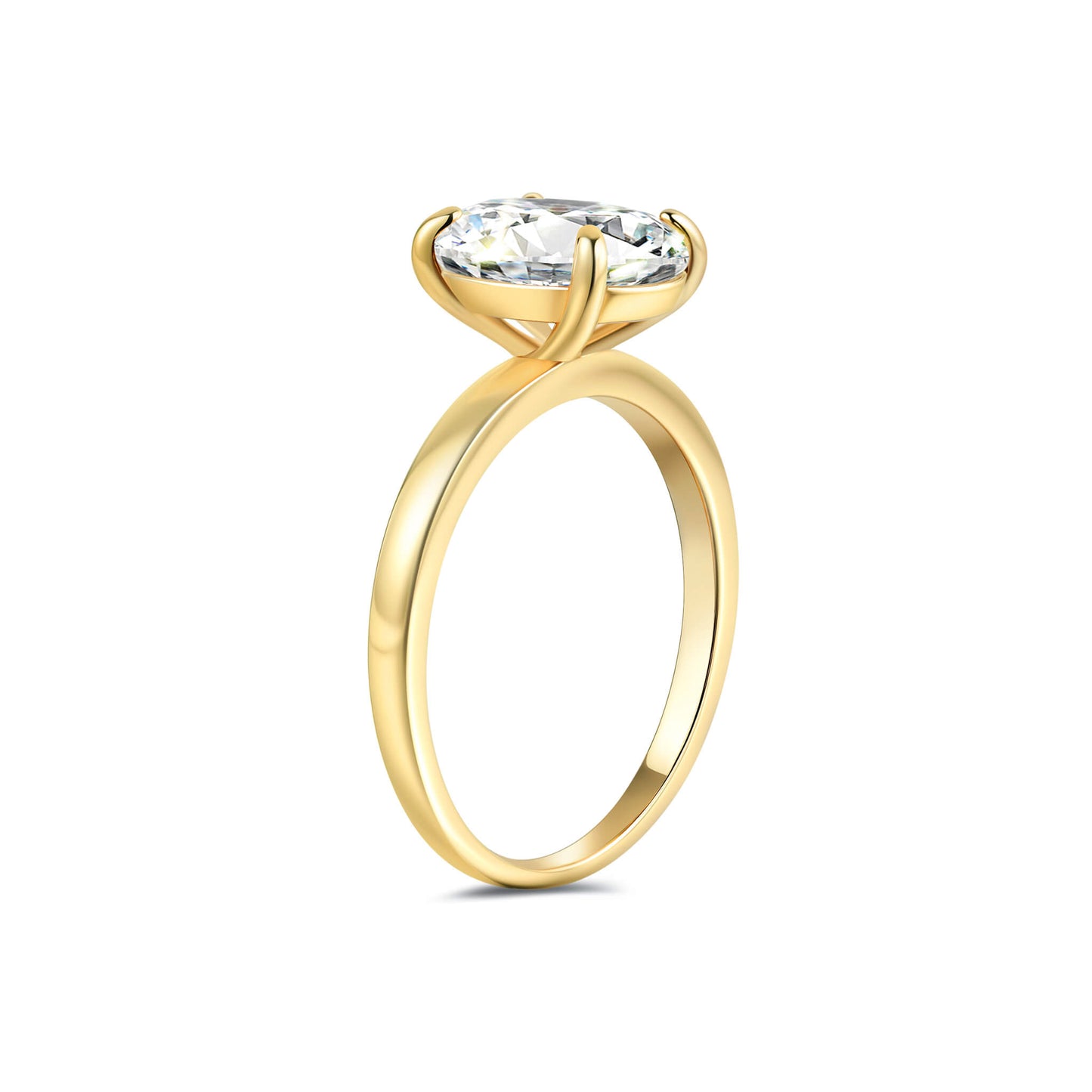 Solitaire Oval Lab Diamond Ring in 18K Yellow Gold - Neoshine