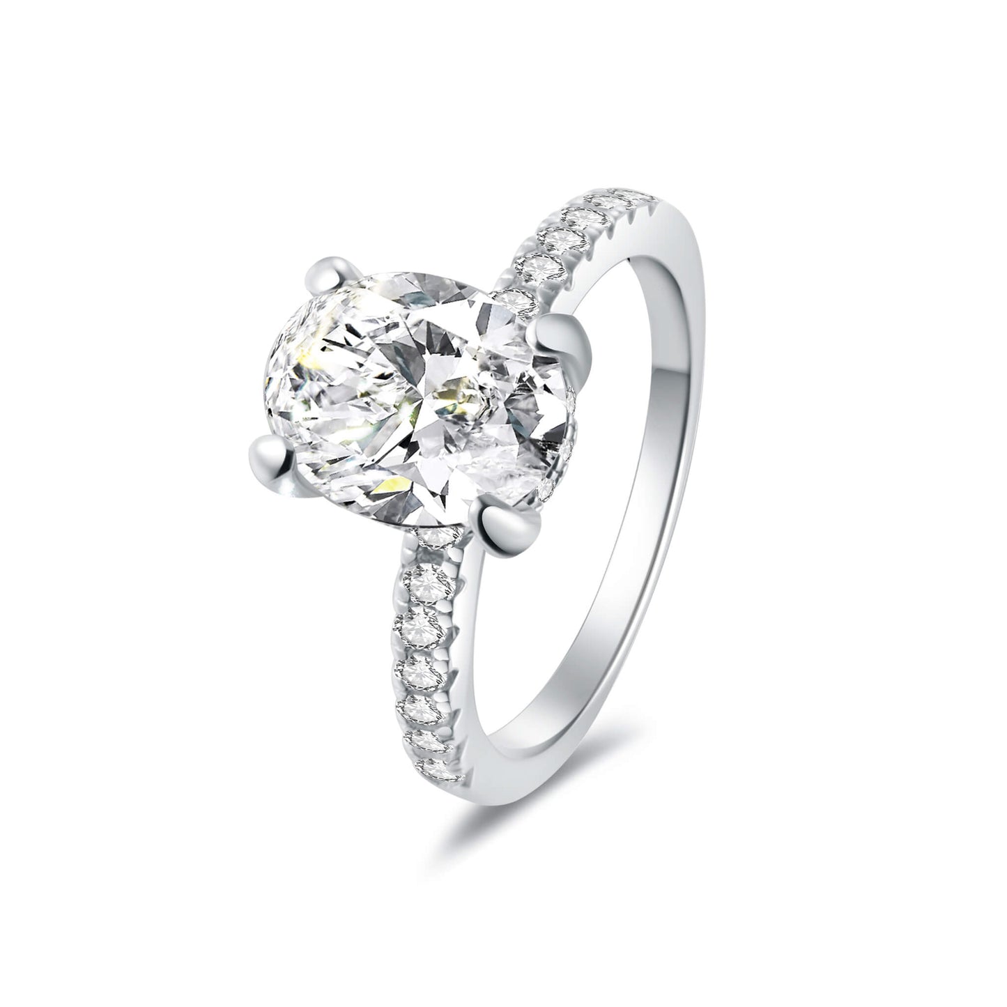 Hidden Halo Pave Oval Lab Diamond Ring in Platinum - Neoshine