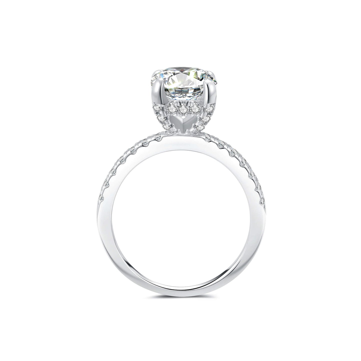 Hidden Halo Pave Oval Lab Diamond Ring in Platinum - Neoshine
