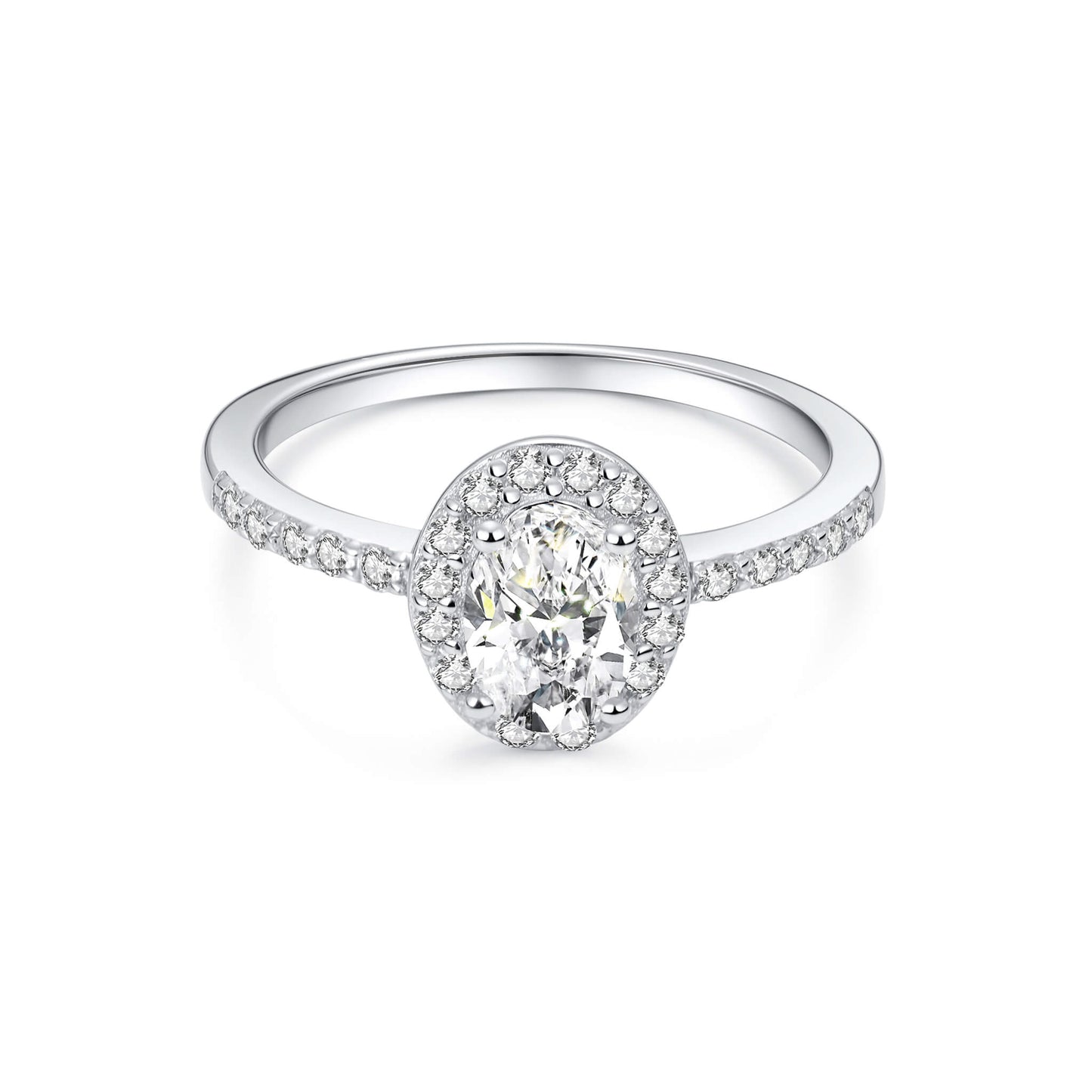 Halo Pave Oval Lab Diamond Ring in Platinum - Neoshine