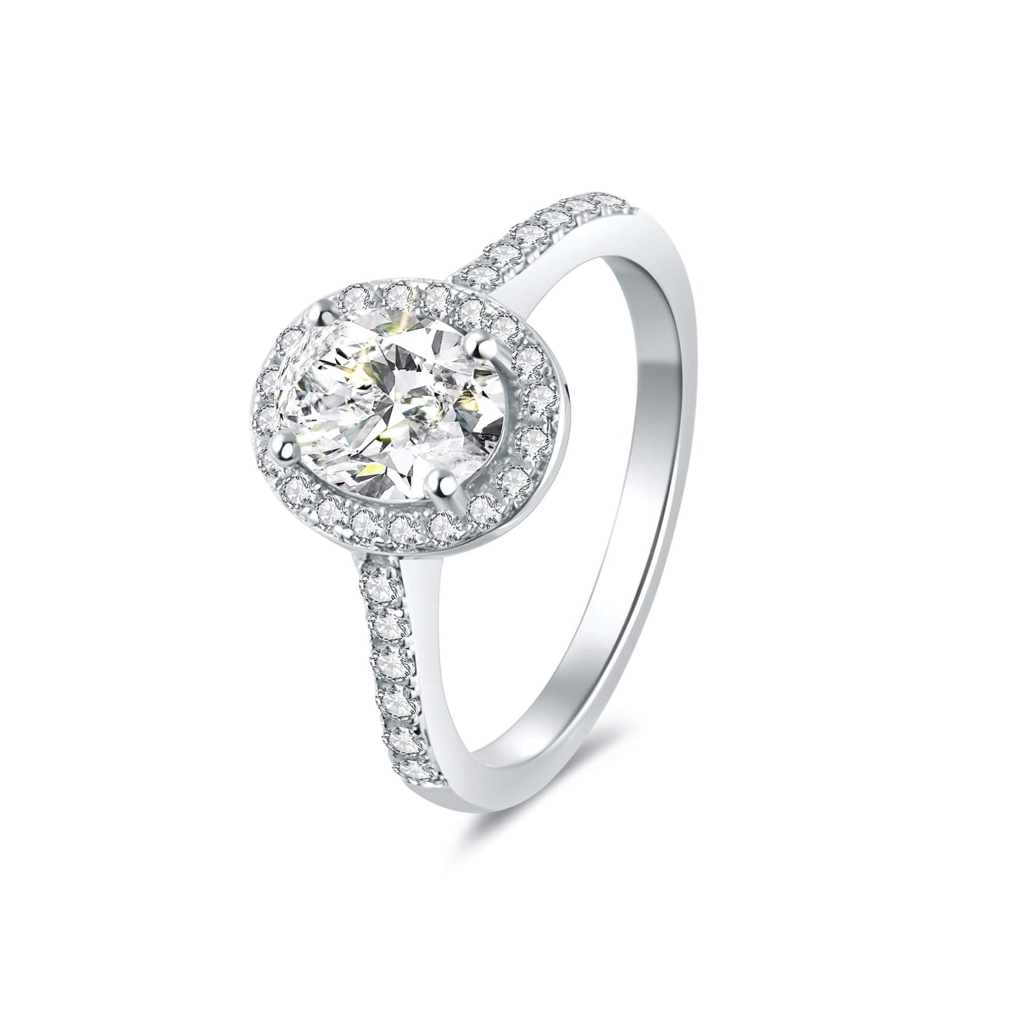 Halo Pave Oval Lab Diamond Ring in Platinum - Neoshine