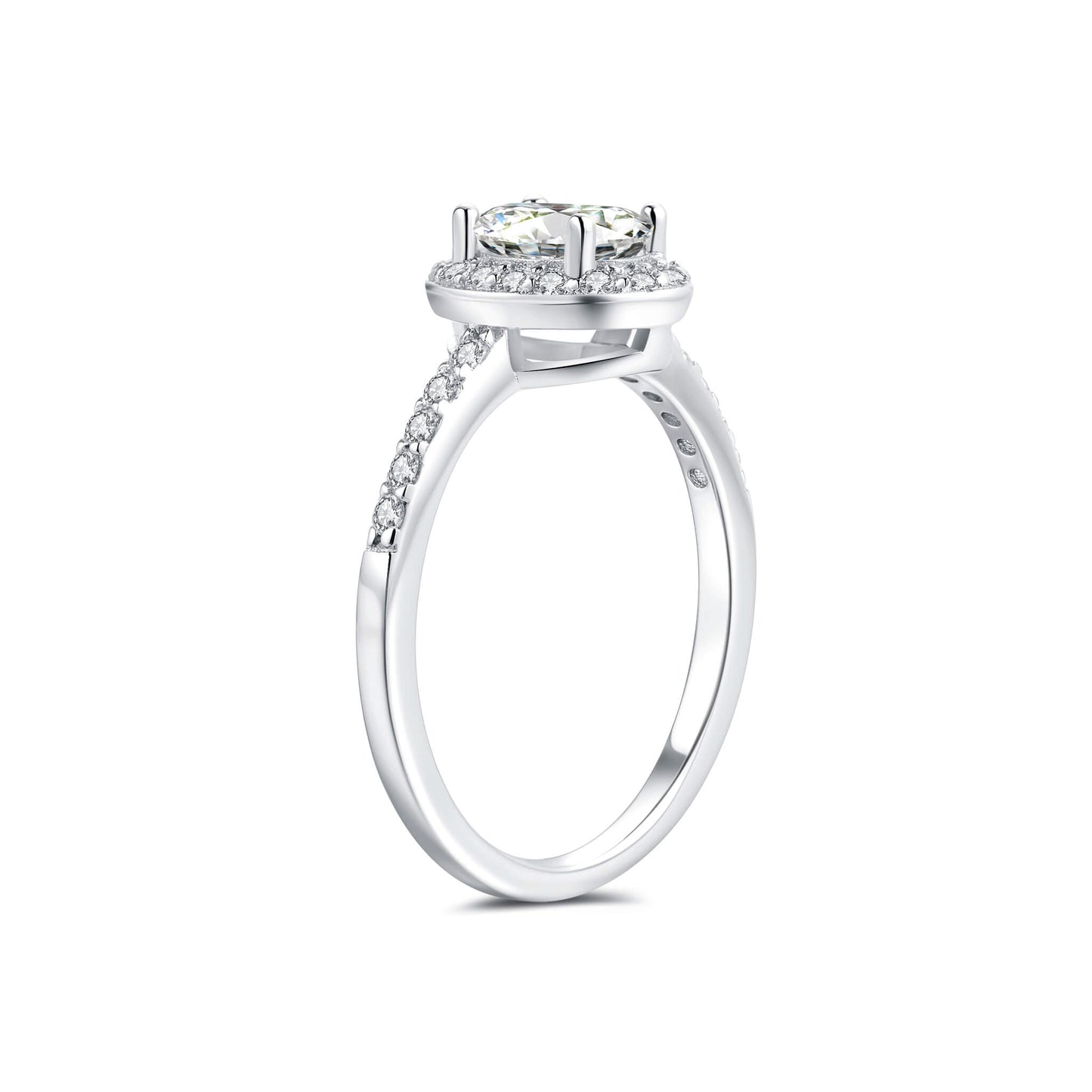 Halo Pave Oval Lab Diamond Ring in Platinum - Neoshine