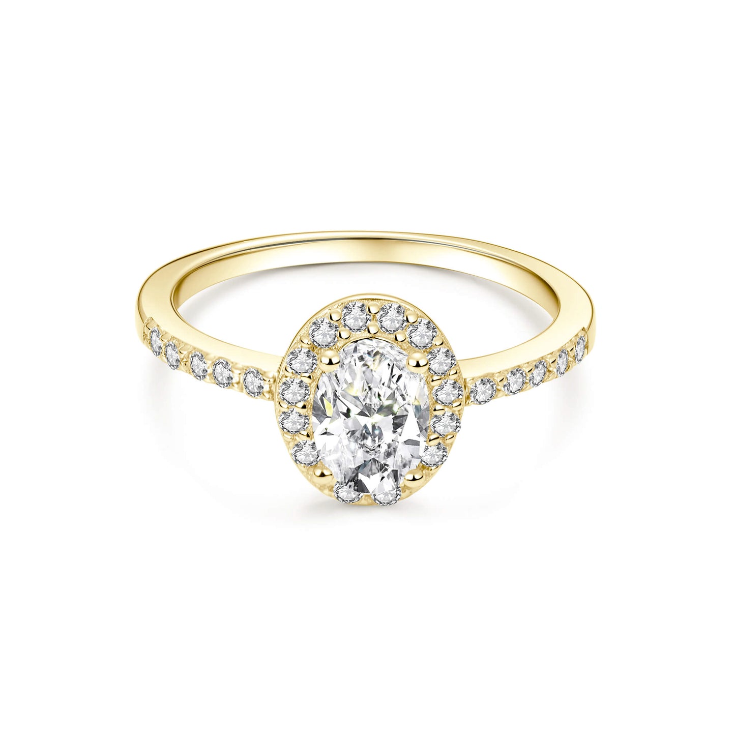 Halo Pave Oval Lab Diamond Ring in 18K Yellow Gold - Neoshine