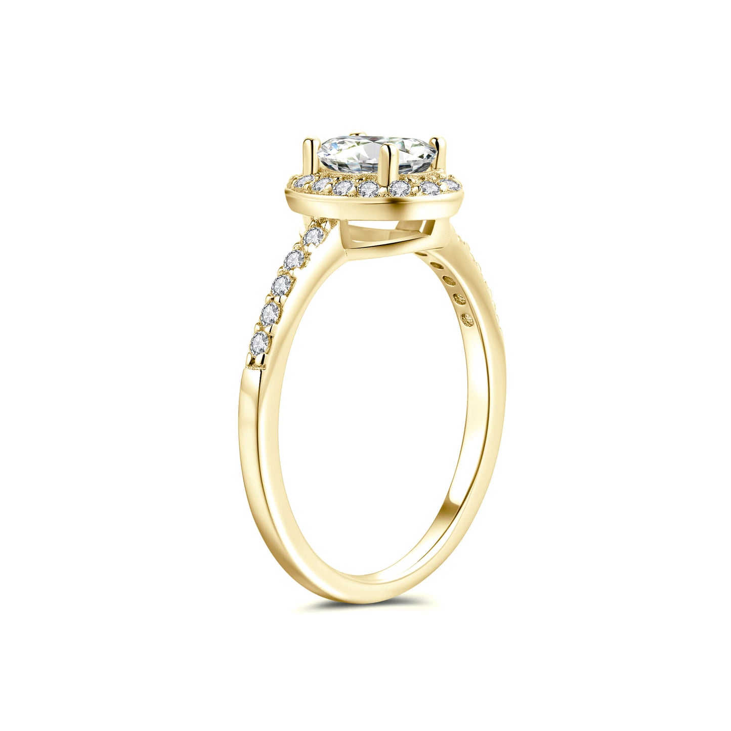 Halo Pave Oval Lab Diamond Ring in 18K Yellow Gold - Neoshine