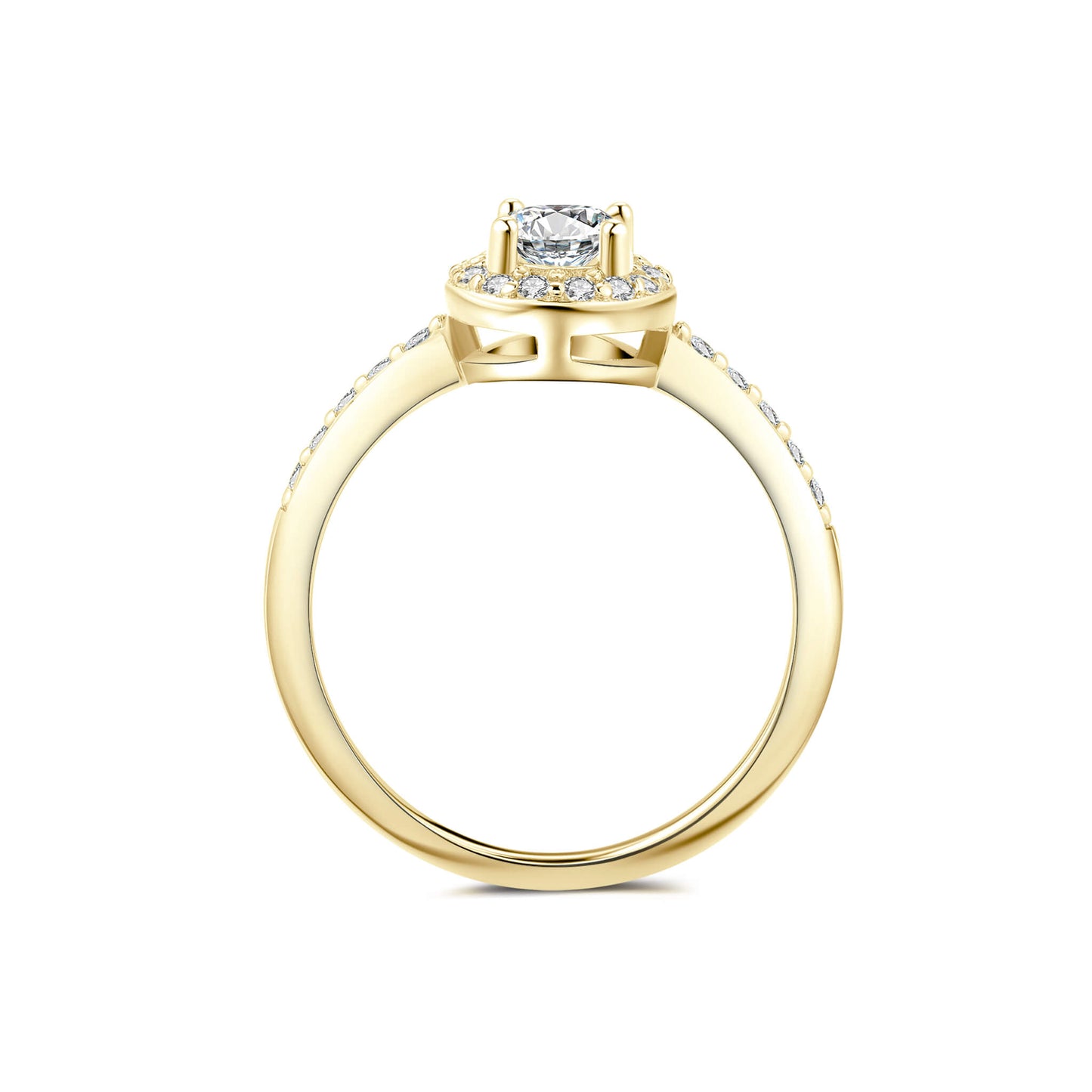 Halo Pave Oval Lab Diamond Ring in 18K Yellow Gold - Neoshine