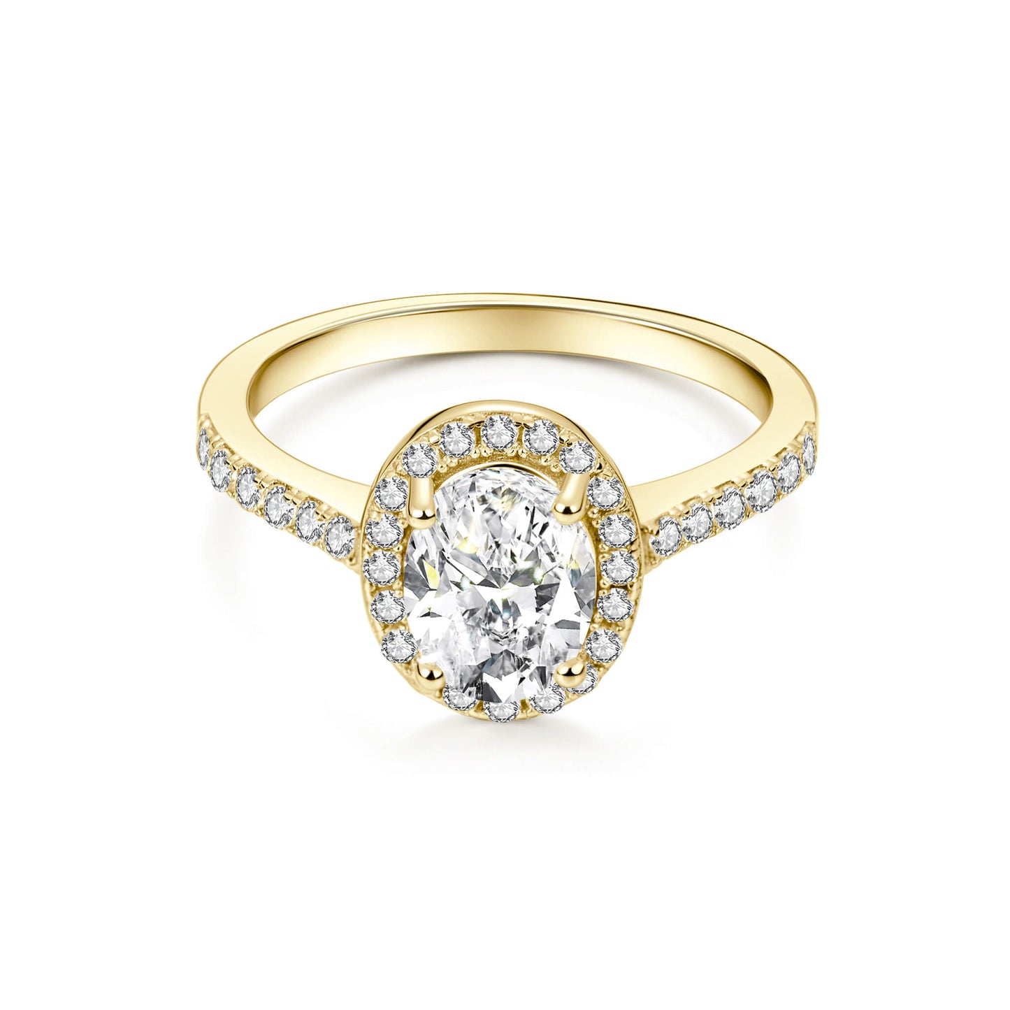 Halo Pave Oval Lab Diamond Ring in 18K Yellow Gold - Neoshine