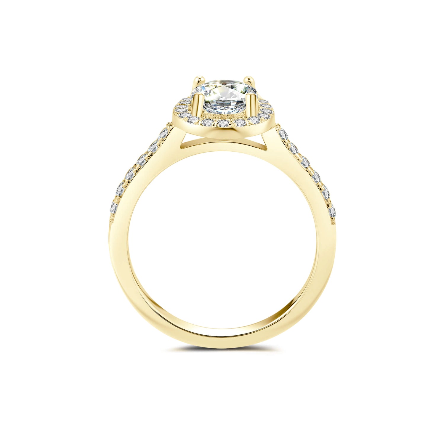 Halo Pave Oval Lab Diamond Ring in 18K Yellow Gold - Neoshine