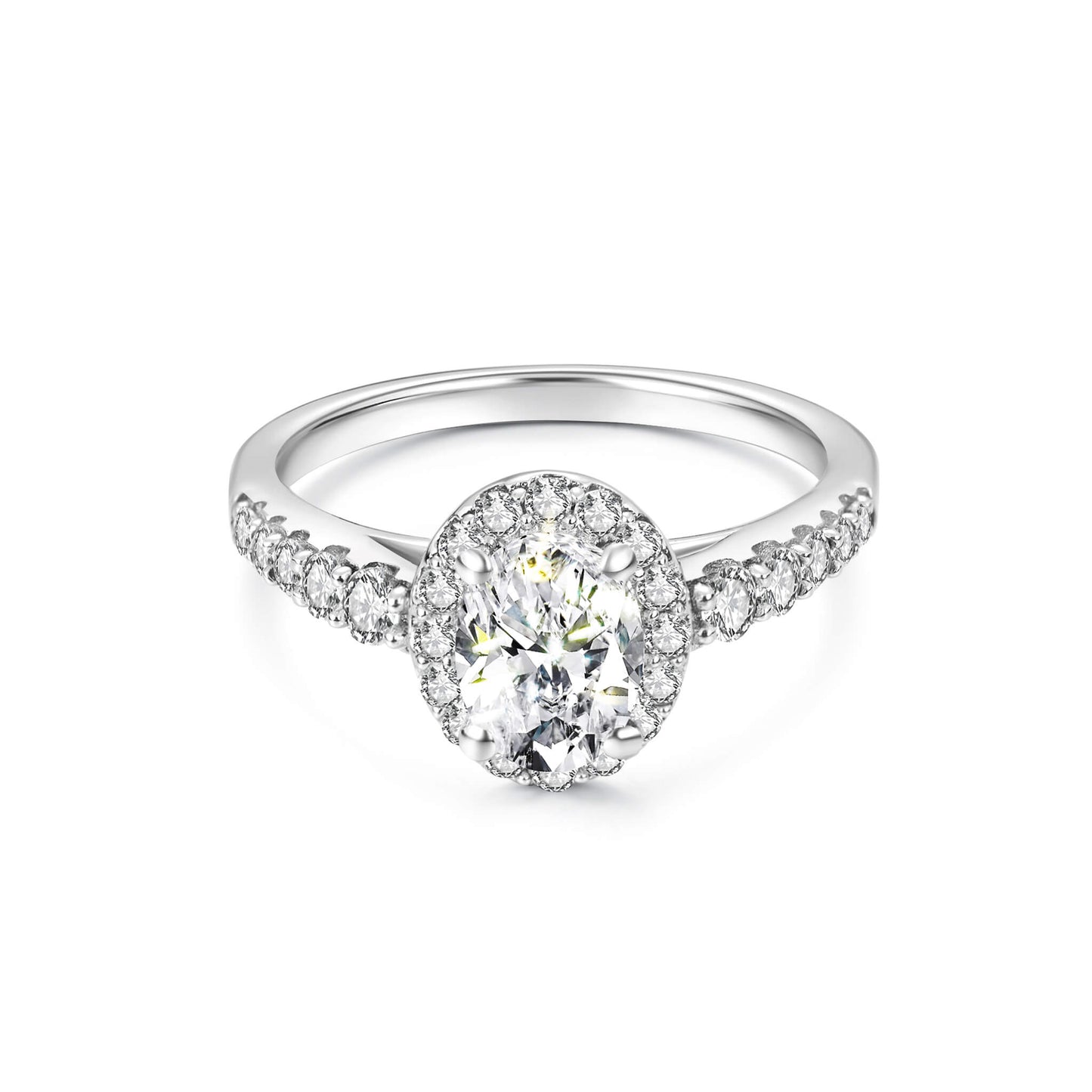 Halo Pave Oval Lab Diamond Ring in Platinum - Neoshine