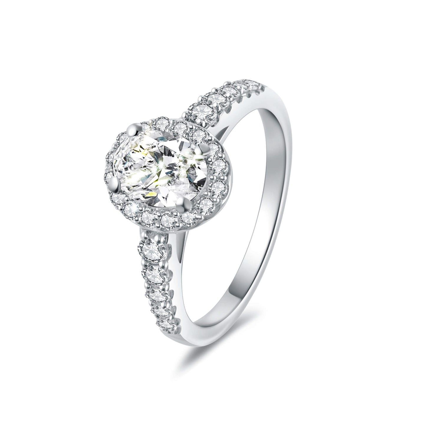 Halo Pave Oval Lab Diamond Ring in Platinum - Neoshine