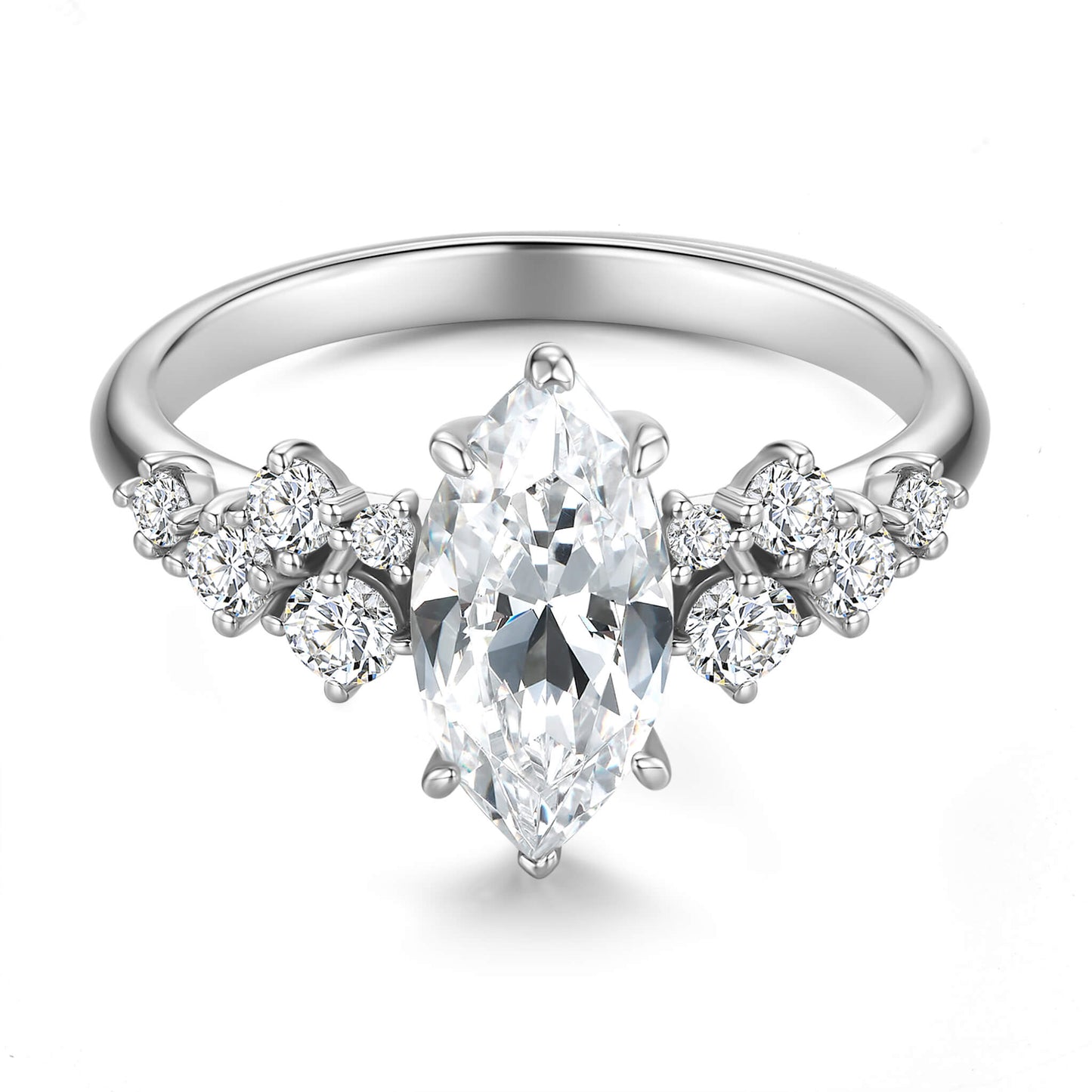 Vintage Marquise Lab Diamond Ring in 18K White Gold - Neoshine
