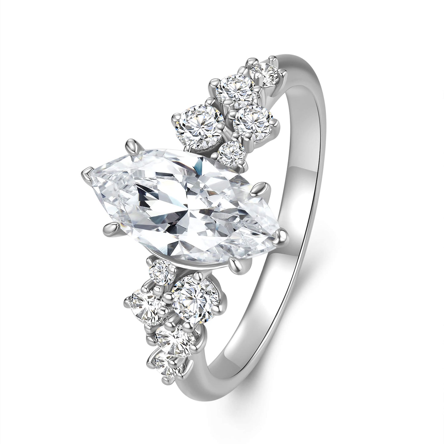 Vintage Marquise Lab Diamond Ring in 18K White Gold - Neoshine