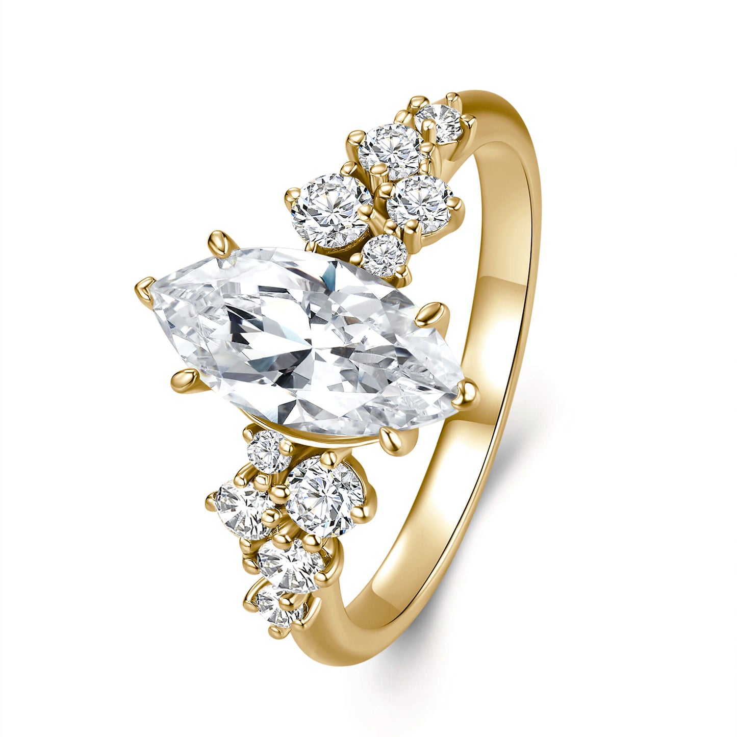 Vintage Marquise Lab Diamond Ring in 14K Yellow Gold - Neoshine