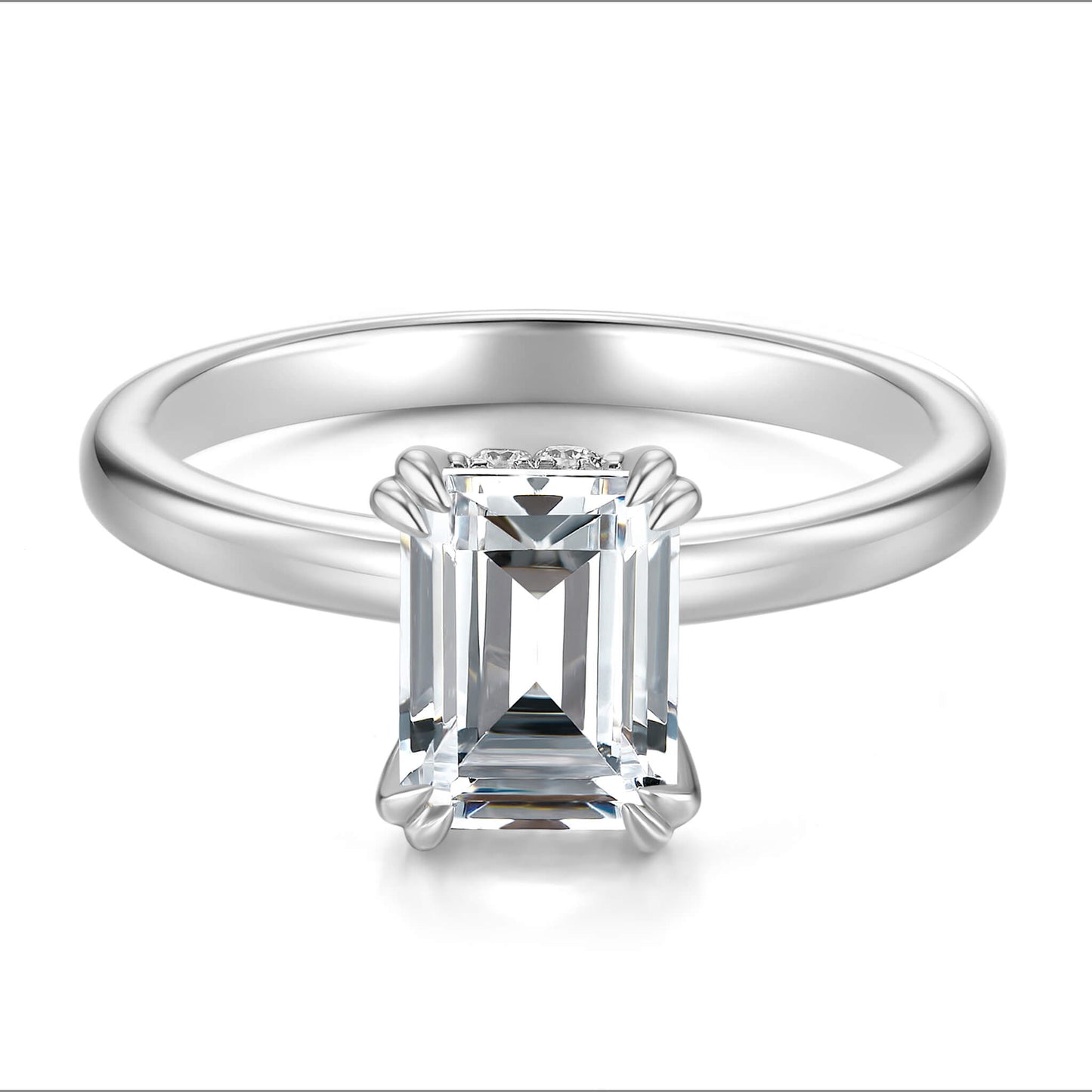 Hidden Halo Emerald Lab Diamond Ring in Platinum - Neoshine