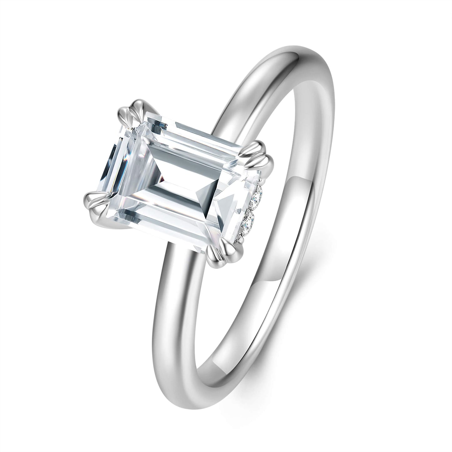 Hidden Halo Emerald Lab Diamond Ring in Platinum - Neoshine