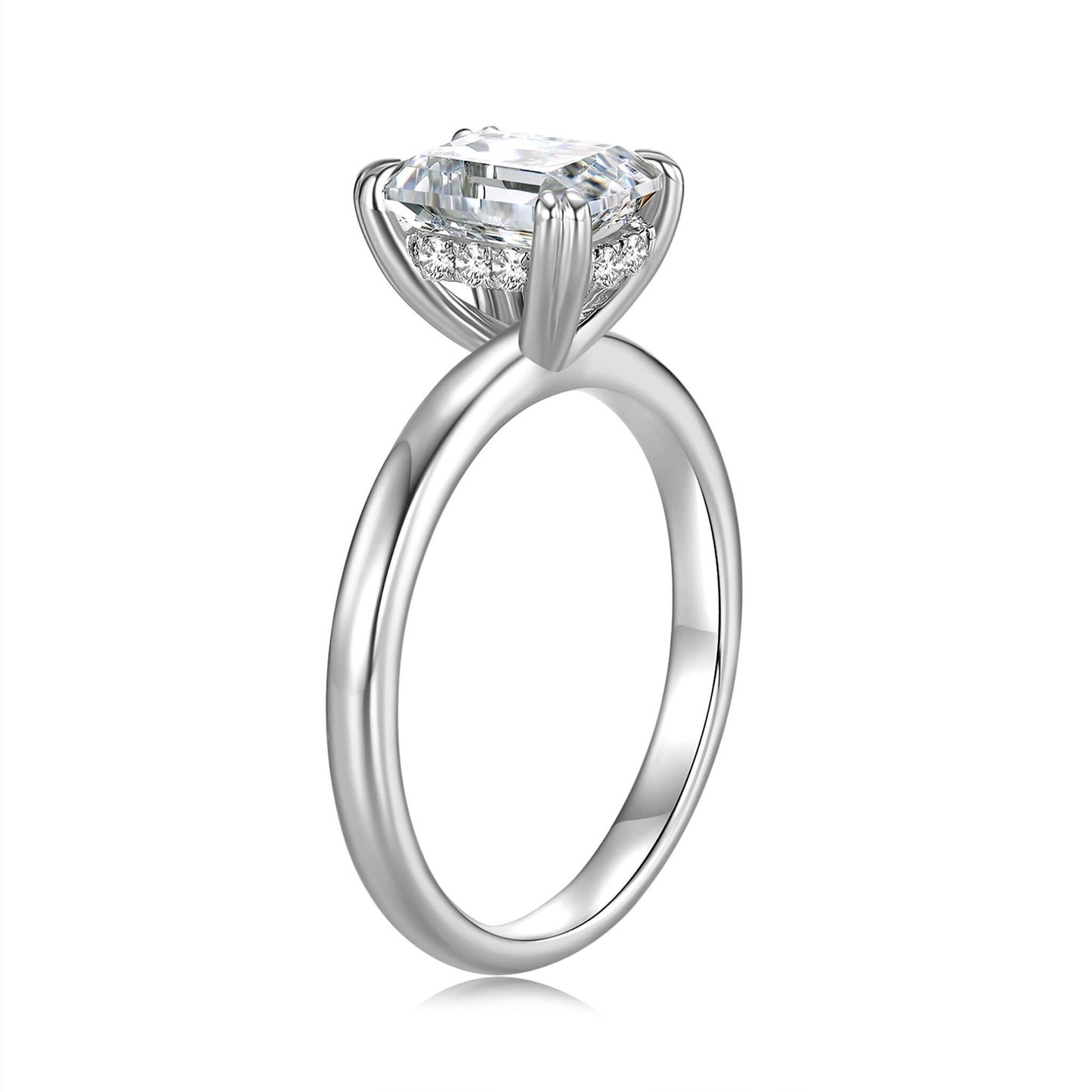 Hidden Halo Emerald Lab Diamond Ring in Platinum - Neoshine