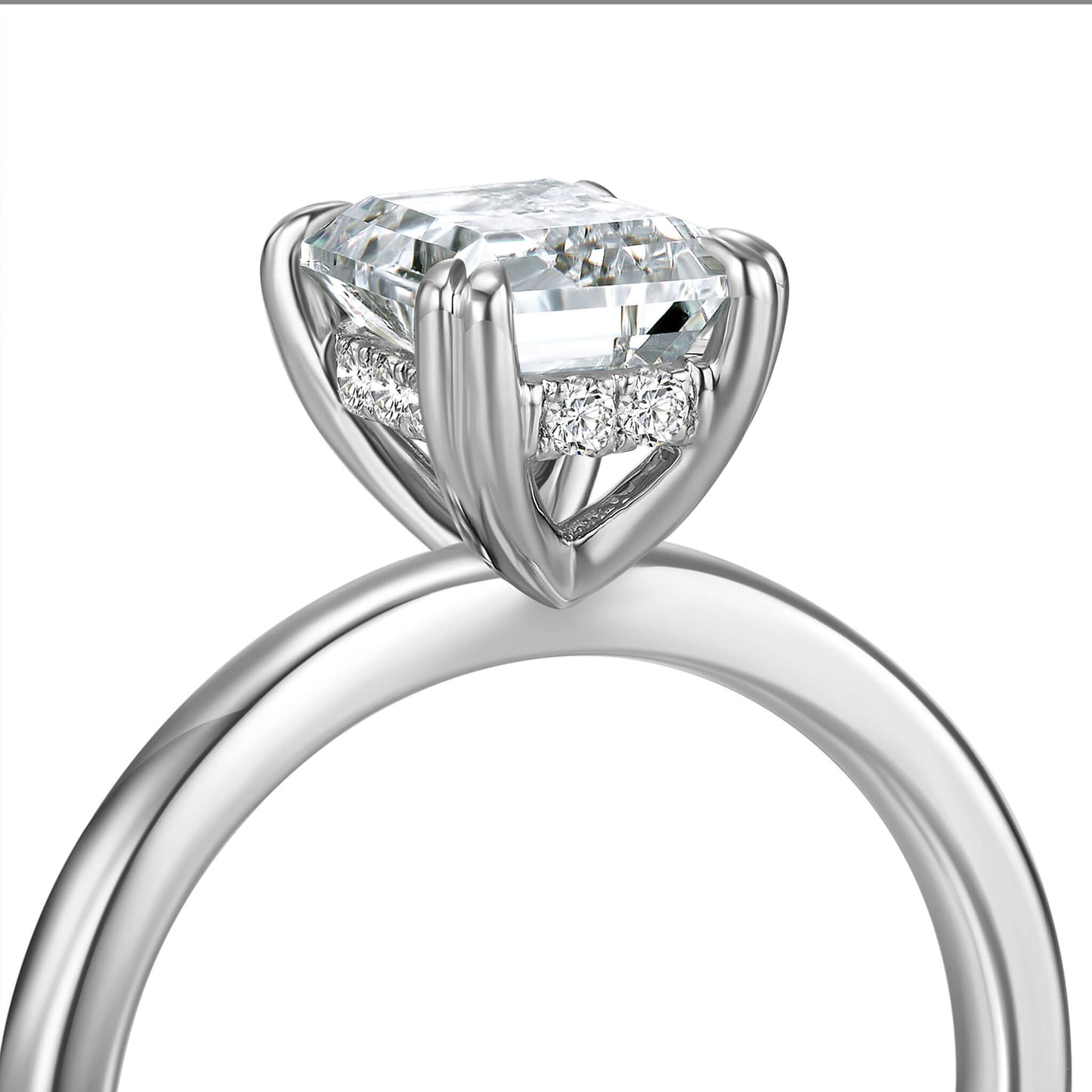 Hidden Halo Emerald Lab Diamond Ring in Platinum - Neoshine