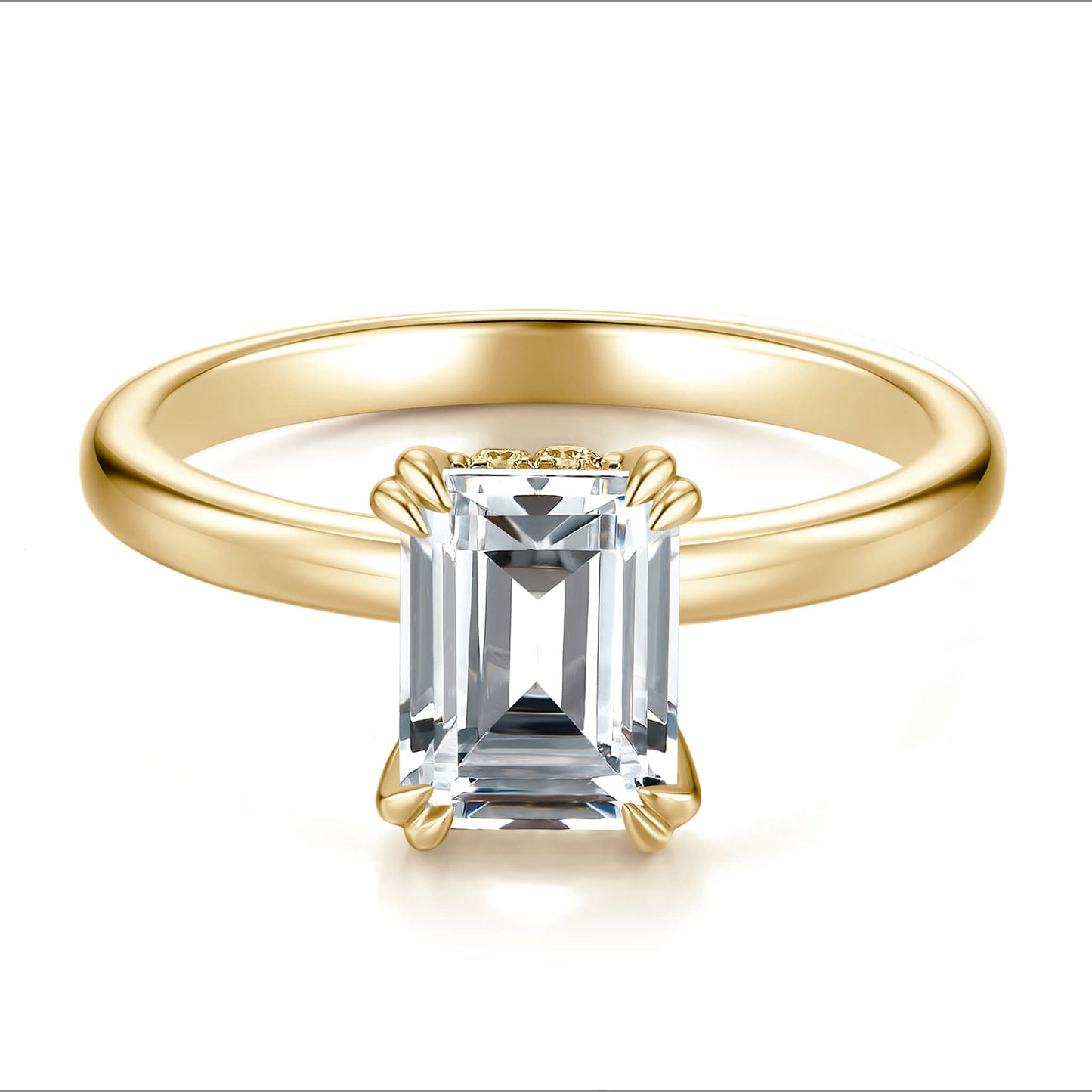 Hidden Halo Emerald Lab Diamond Ring in 18K Yellow Gold - Neoshine