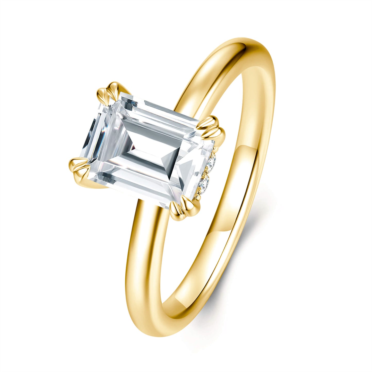 Hidden Halo Emerald Lab Diamond Ring in 18K Yellow Gold - Neoshine