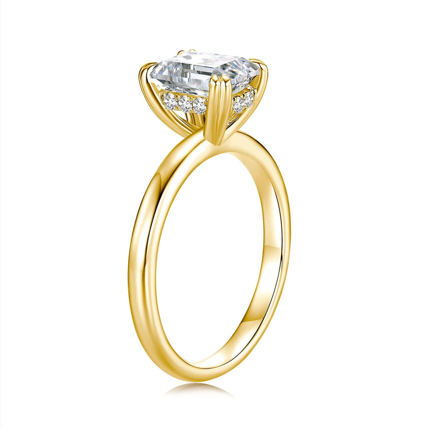 Hidden Halo Emerald Lab Diamond Ring in 18K Yellow Gold - Neoshine