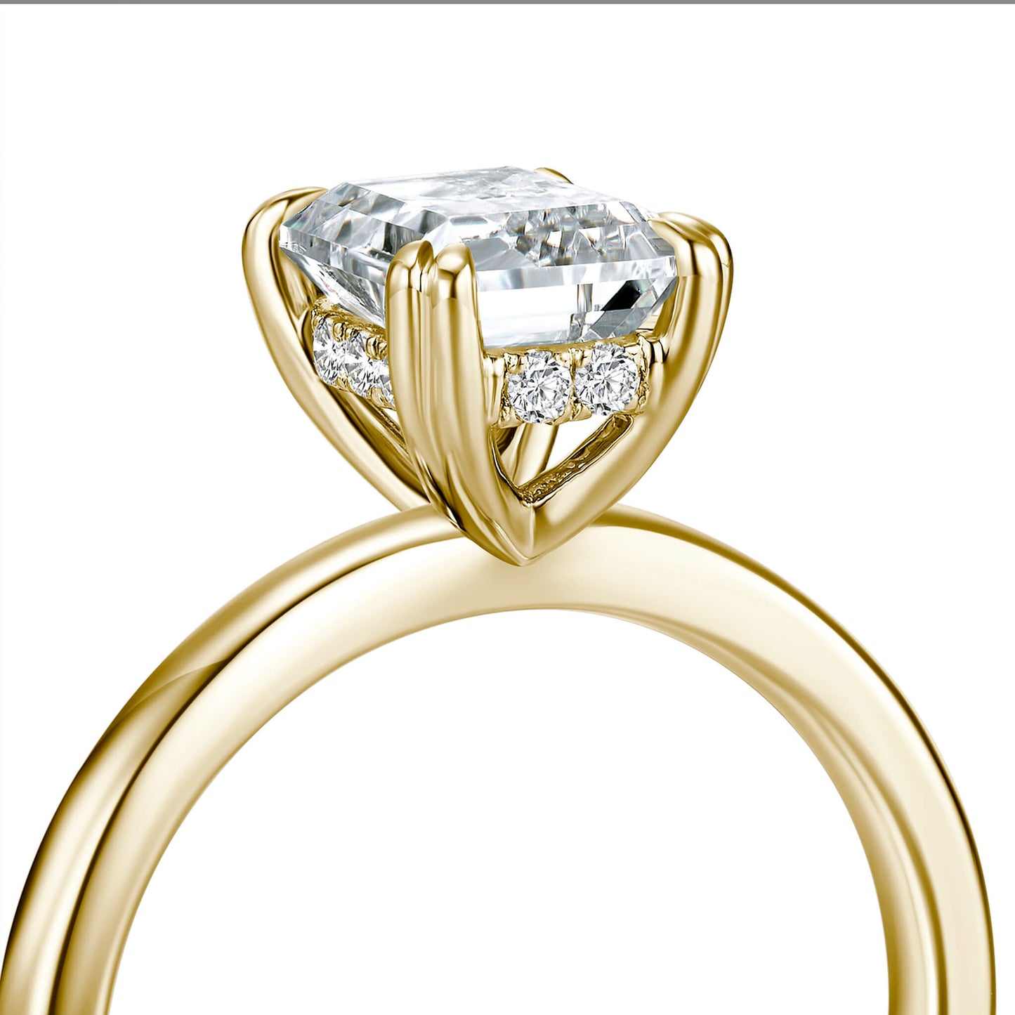 Hidden Halo Emerald Lab Diamond Ring in 18K Yellow Gold - Neoshine