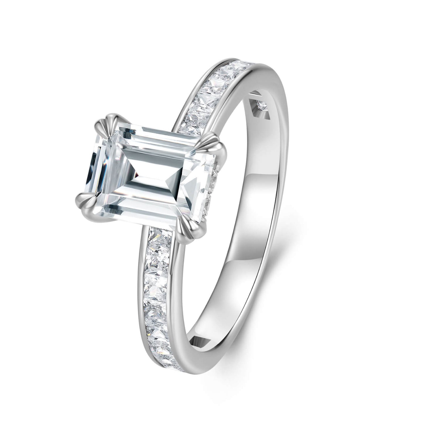 Solitaire Emerald Lab Diamond Ring in Platinum - Neoshine