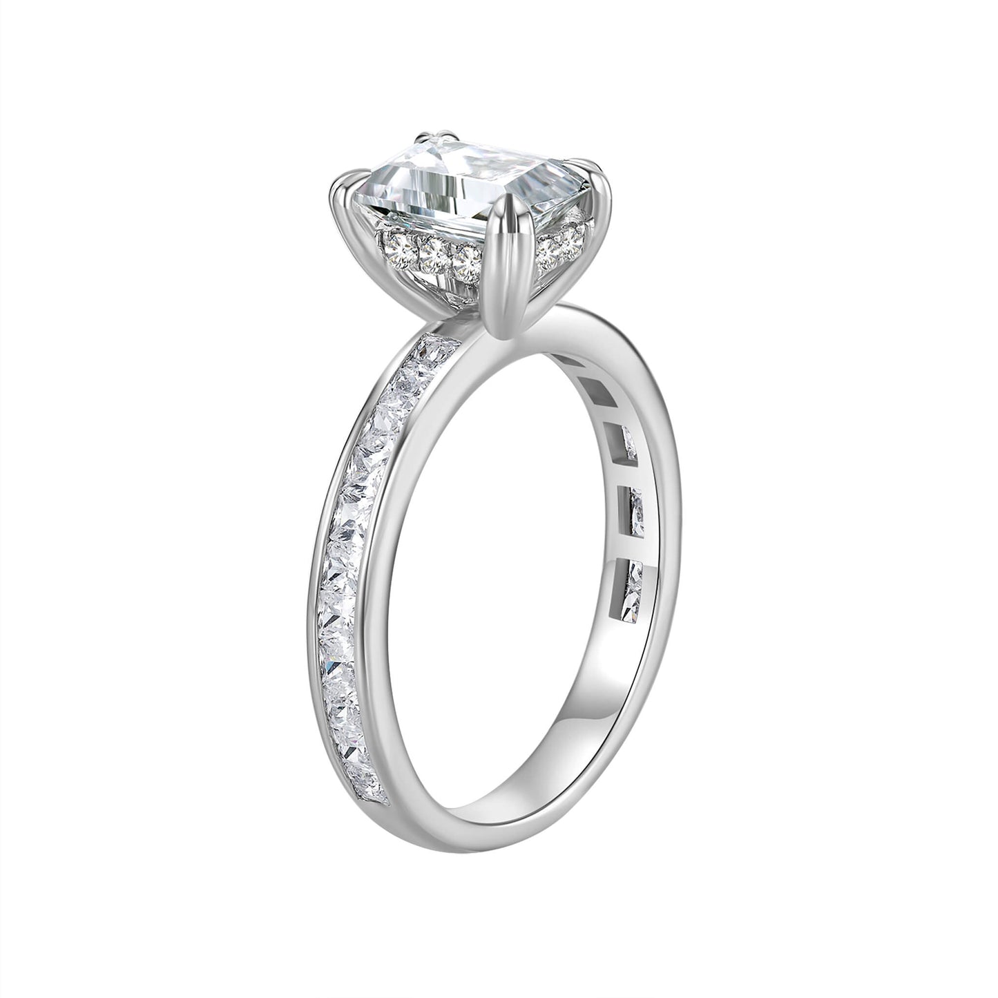 Solitaire Emerald Lab Diamond Ring in Platinum - Neoshine