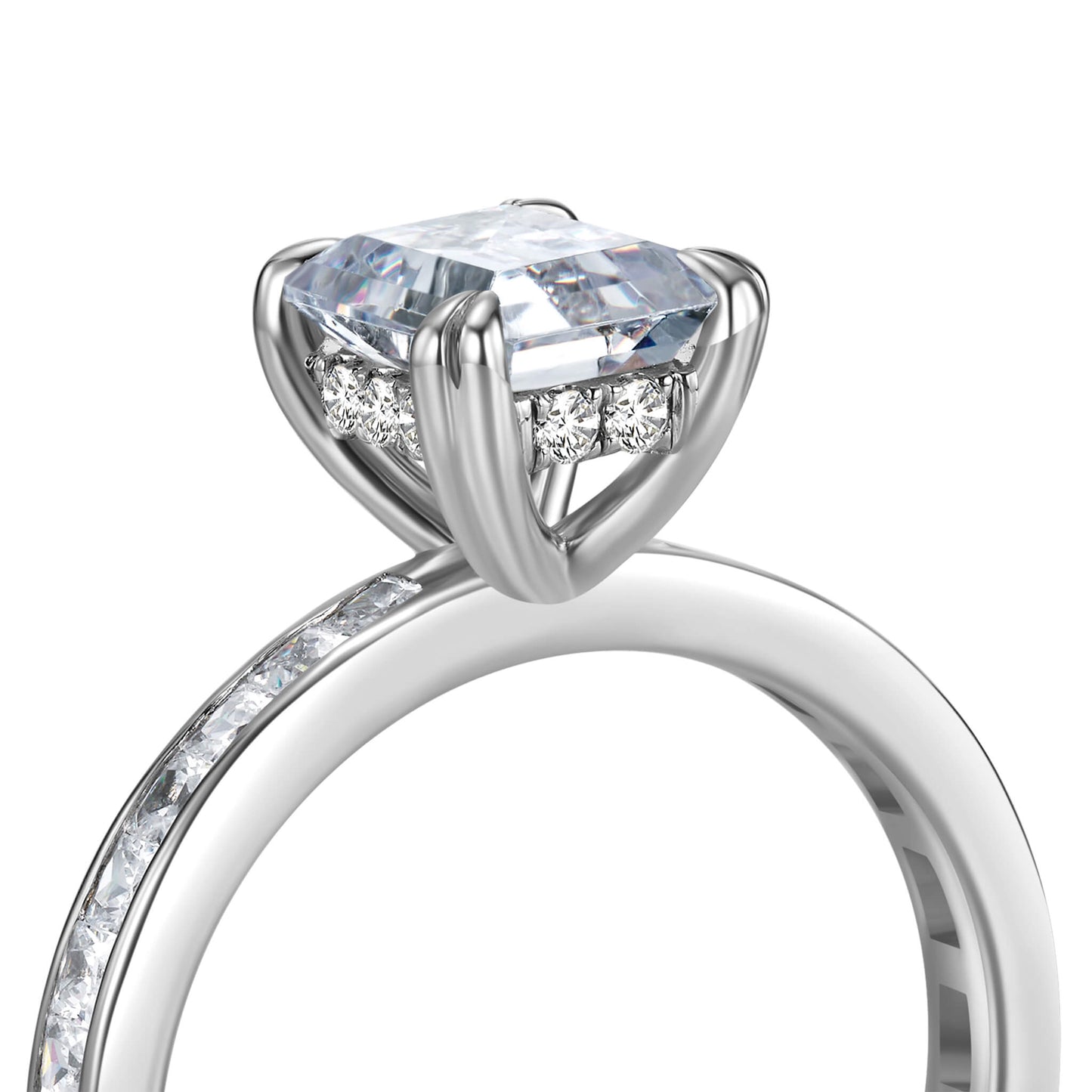 Solitaire Emerald Lab Diamond Ring in Platinum - Neoshine