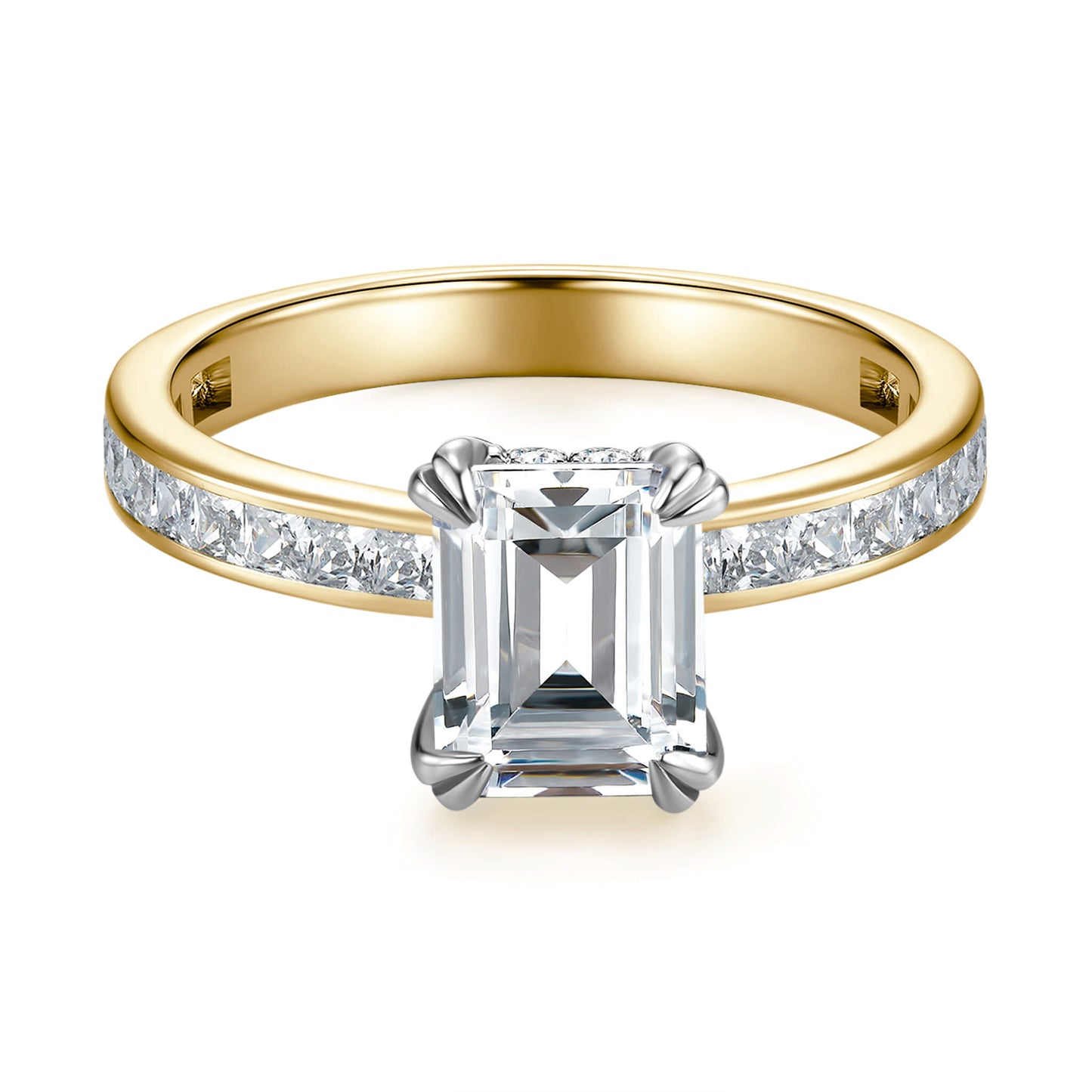 Solitaire Emerald Lab Diamond Ring in 18K Yellow Gold - Neoshine