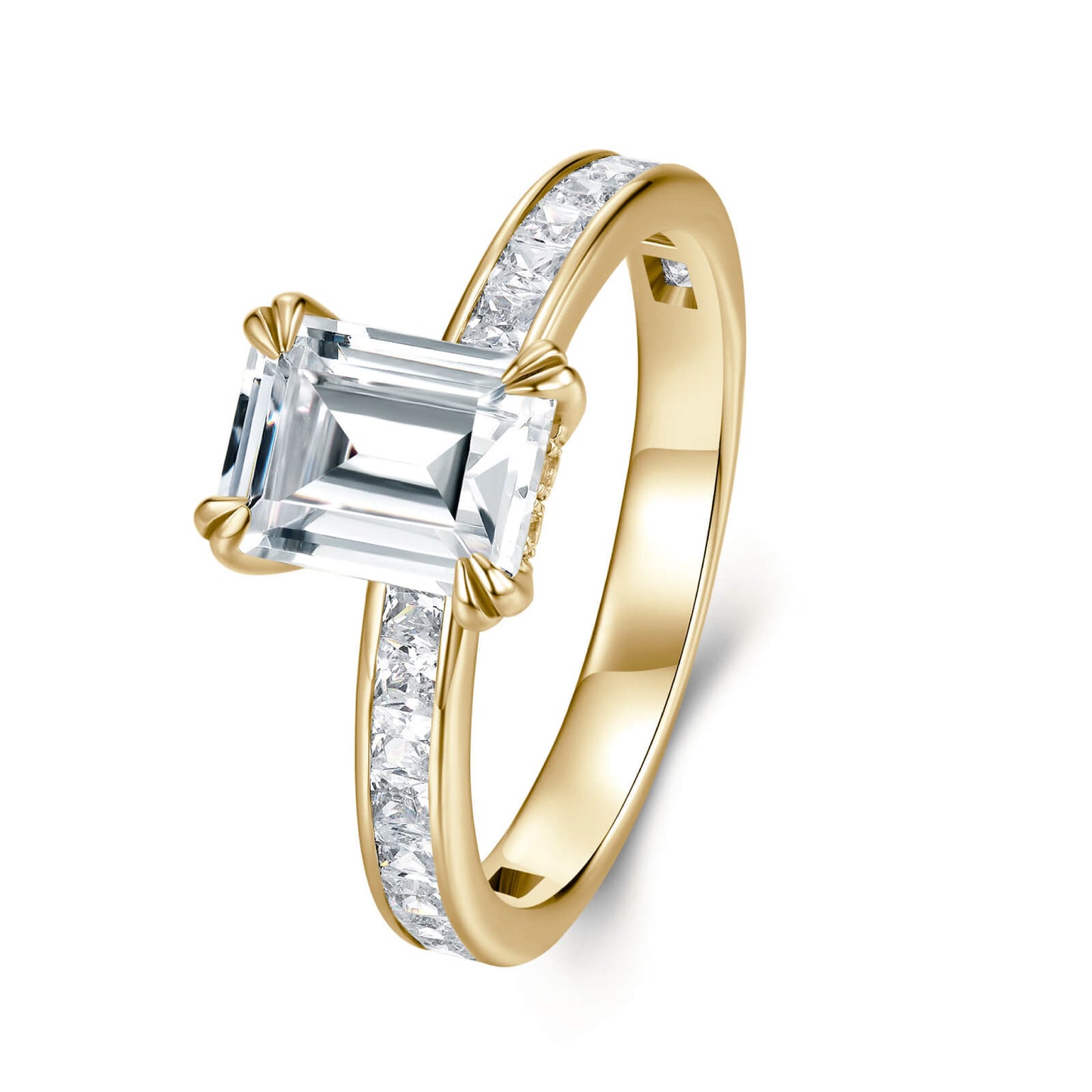Solitaire Emerald Lab Diamond Ring in 18K Yellow Gold - Neoshine