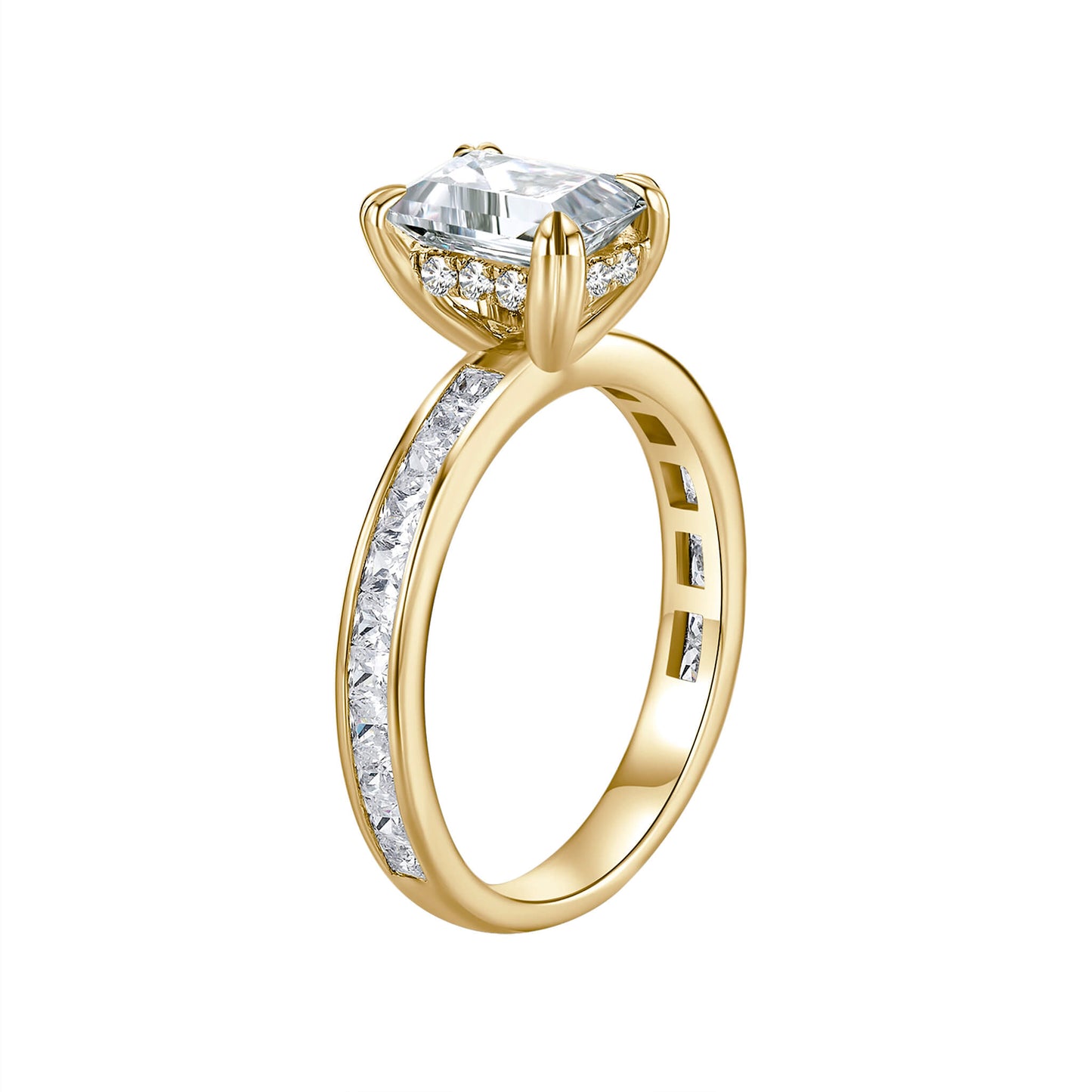 Solitaire Emerald Lab Diamond Ring in 18K Yellow Gold - Neoshine