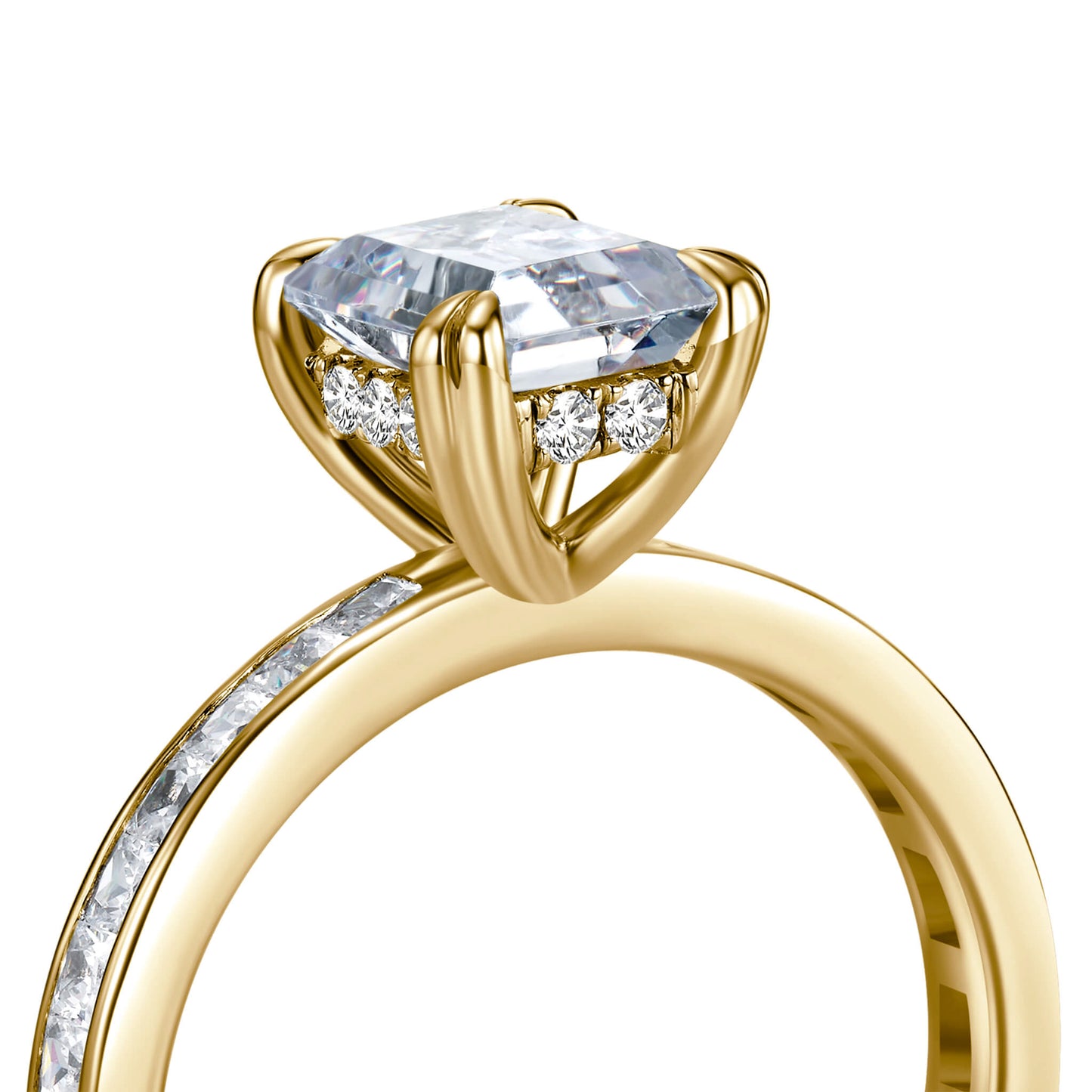 Solitaire Emerald Lab Diamond Ring in 18K Yellow Gold - Neoshine