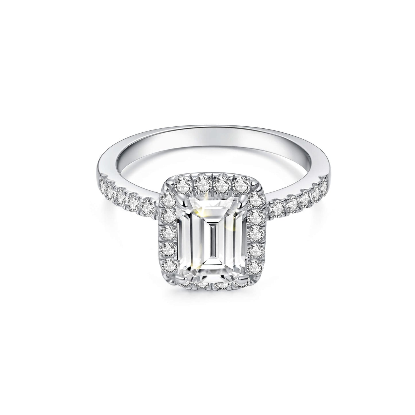 Halo Emerald Lab Diamond Ring in Platinum - Neoshine