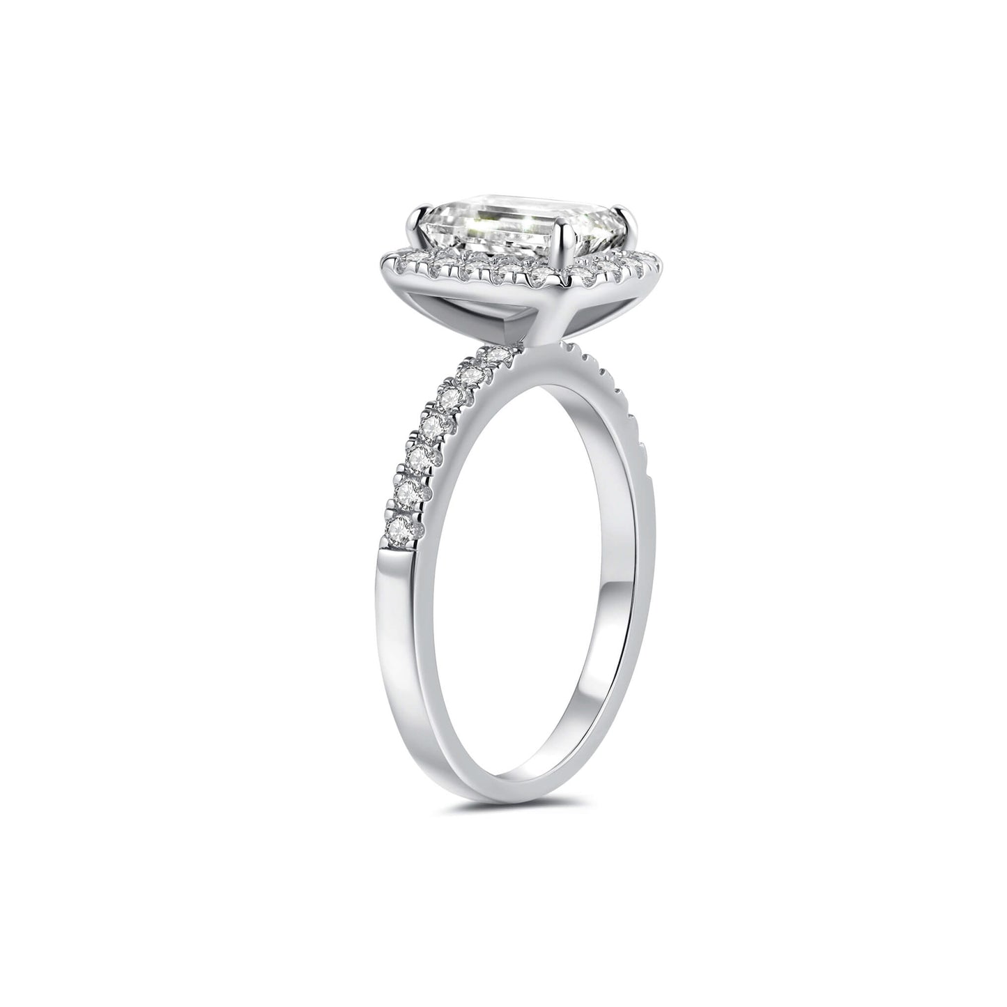 Halo Emerald Lab Diamond Ring in Platinum - Neoshine