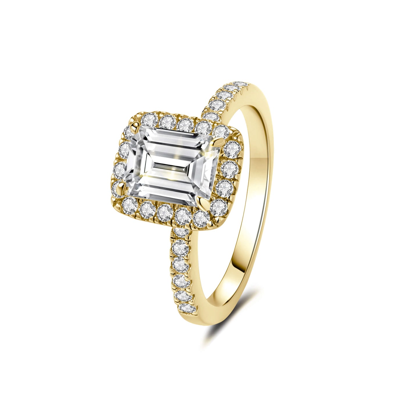 Halo Emerald Lab Diamond Ring in 18K Yellow Gold - Neoshine