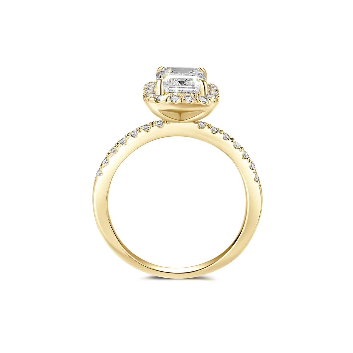 Halo Emerald Lab Diamond Ring in 18K Yellow Gold - Neoshine