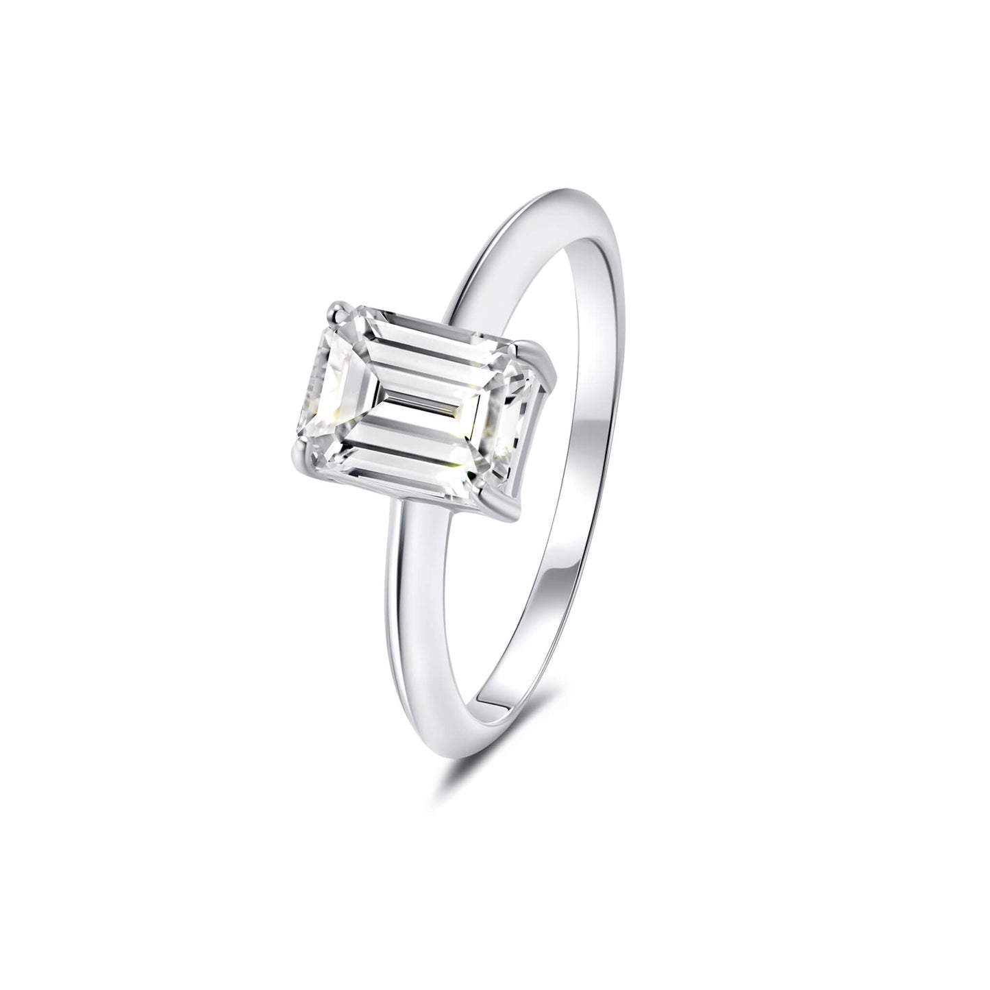 Solitaire Emerald Lab Diamond Ring in Platinum - Neoshine
