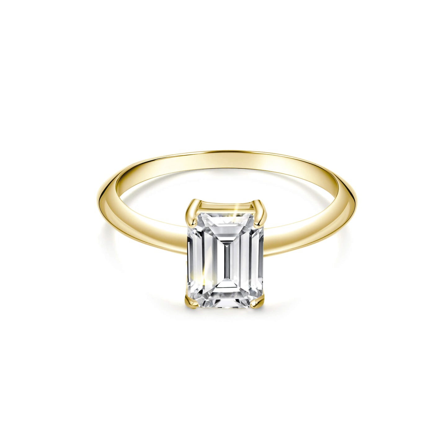 Solitaire Emerald Lab Diamond Ring in 18K Yellow Gold - Neoshine