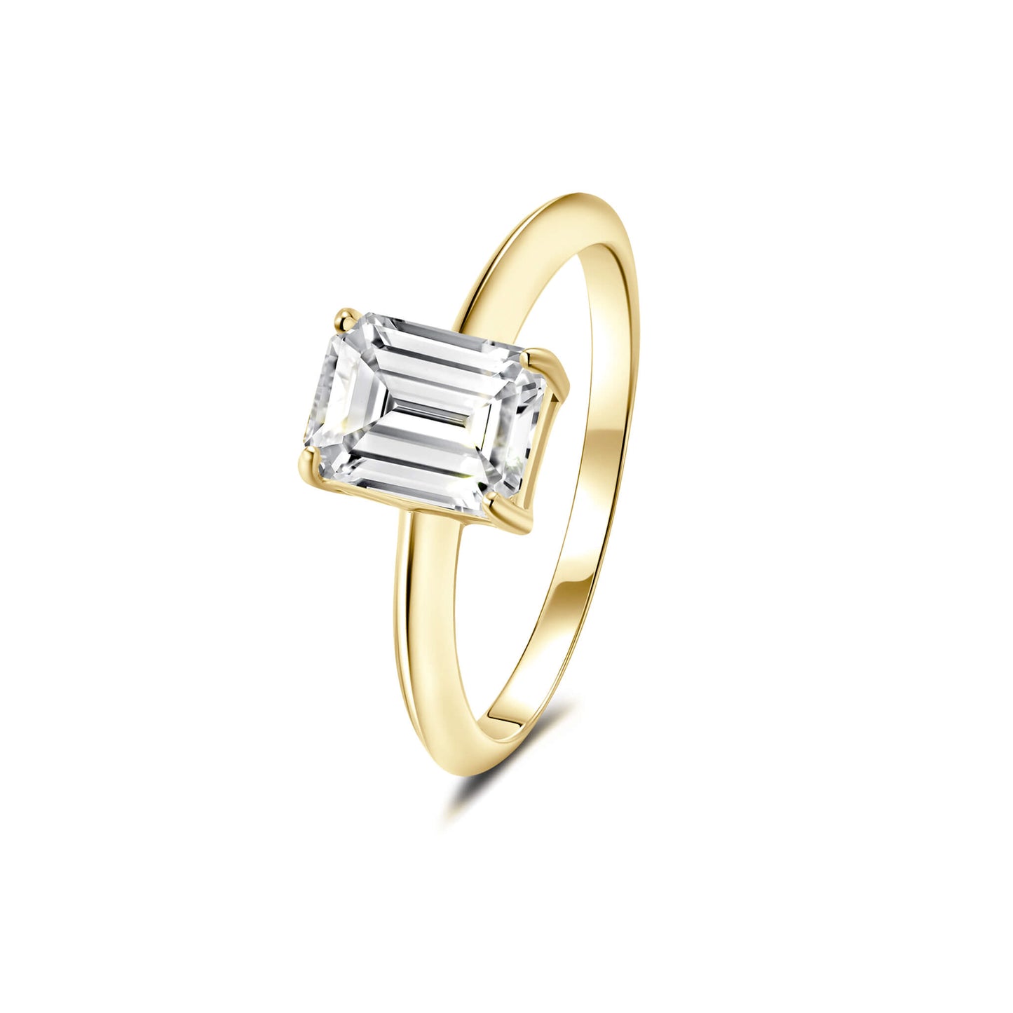 Solitaire Emerald Lab Diamond Ring in 18K Yellow Gold - Neoshine