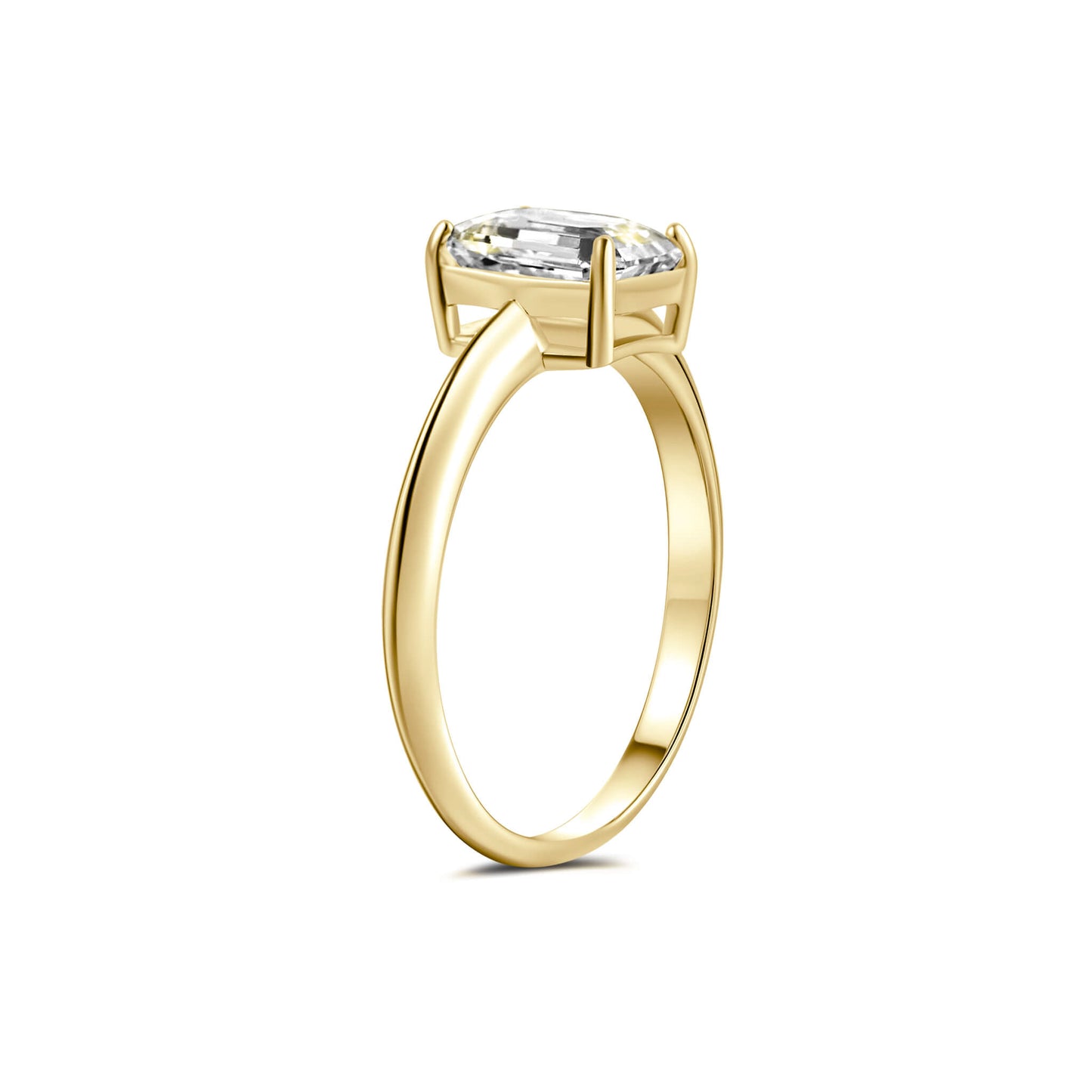 Solitaire Emerald Lab Diamond Ring in 18K Yellow Gold - Neoshine