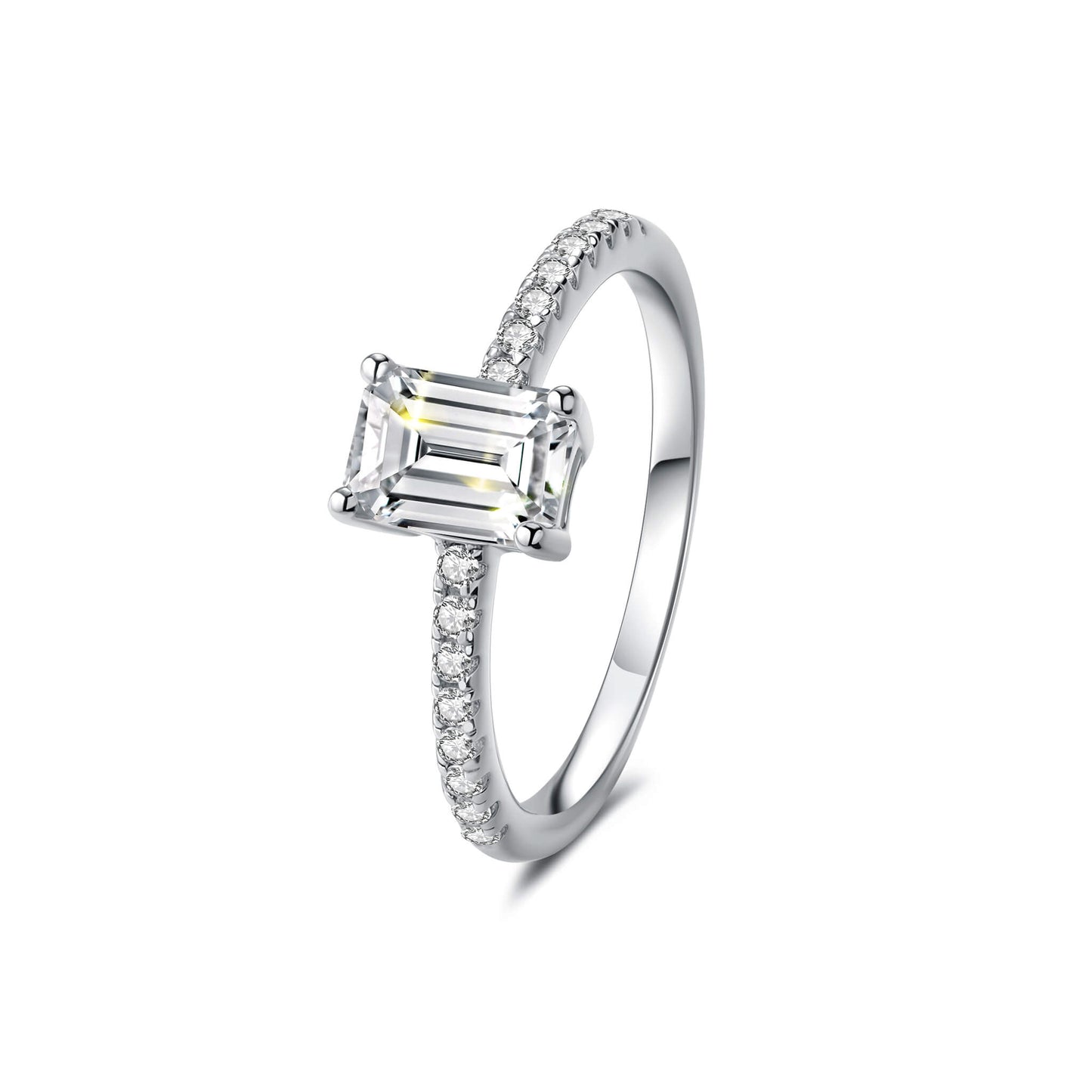 Solitaire Emerald Lab Diamond Ring in Platinum - Neoshine