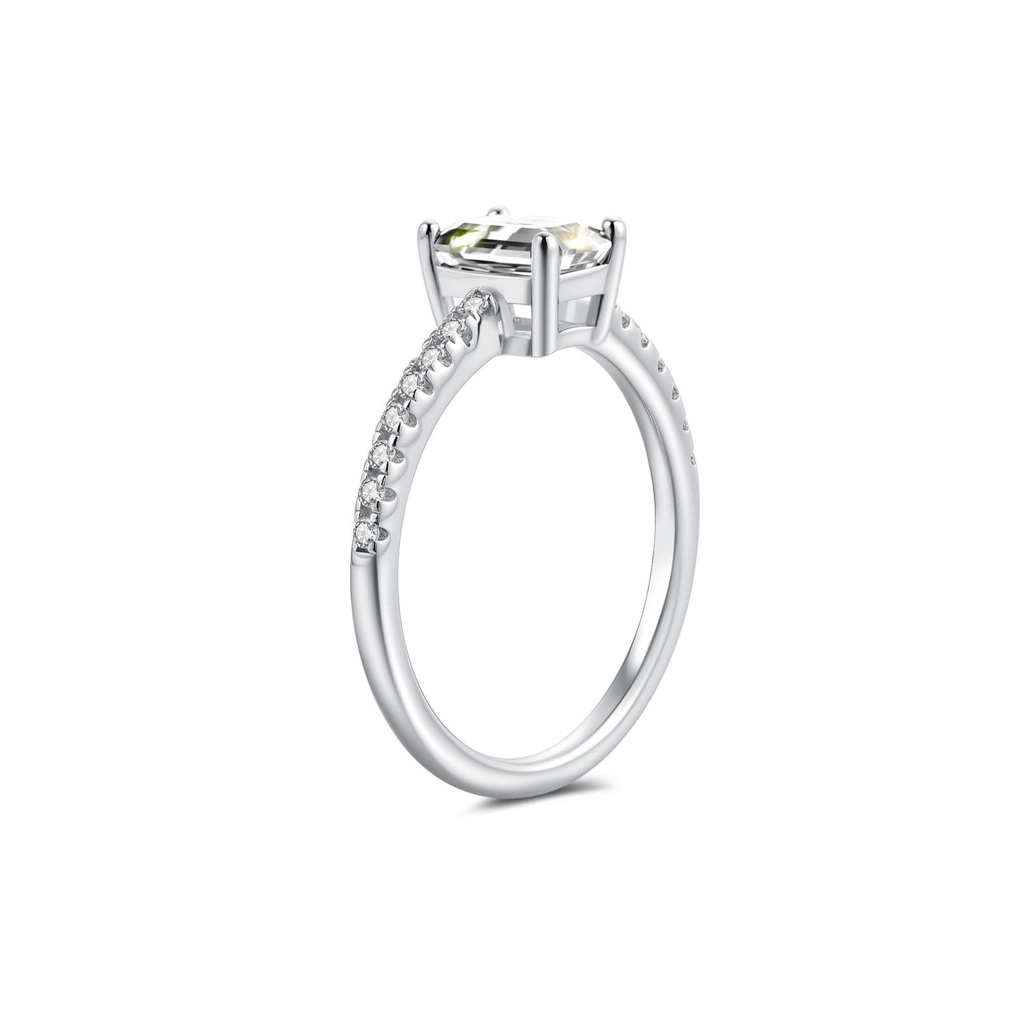Solitaire Emerald Lab Diamond Ring in Platinum - Neoshine
